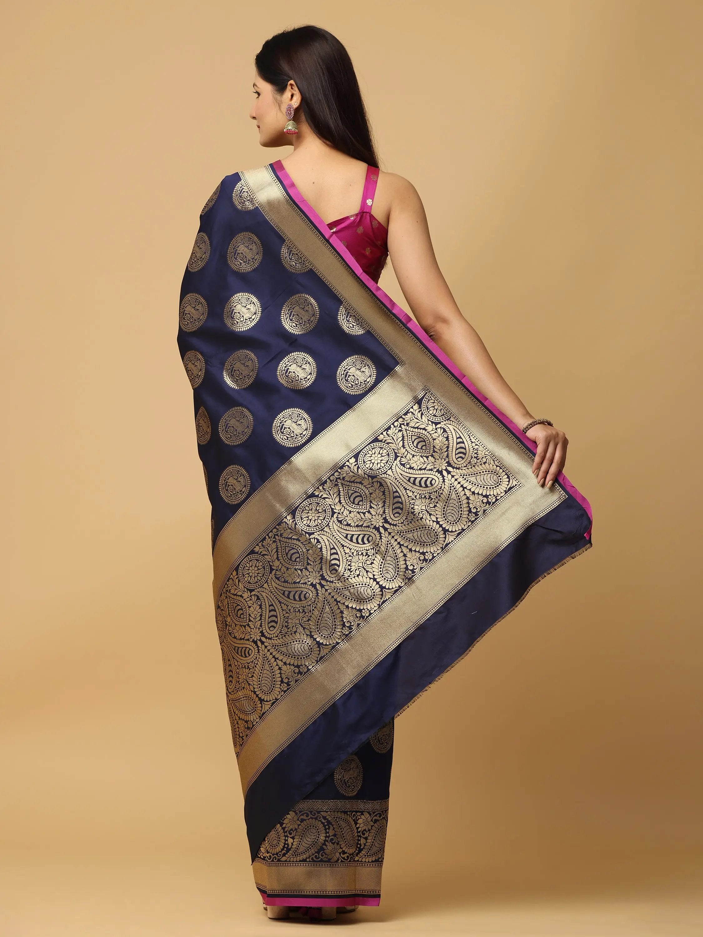  Pure Banarasi Katan Silk Kanchi Zari Weaving Saree