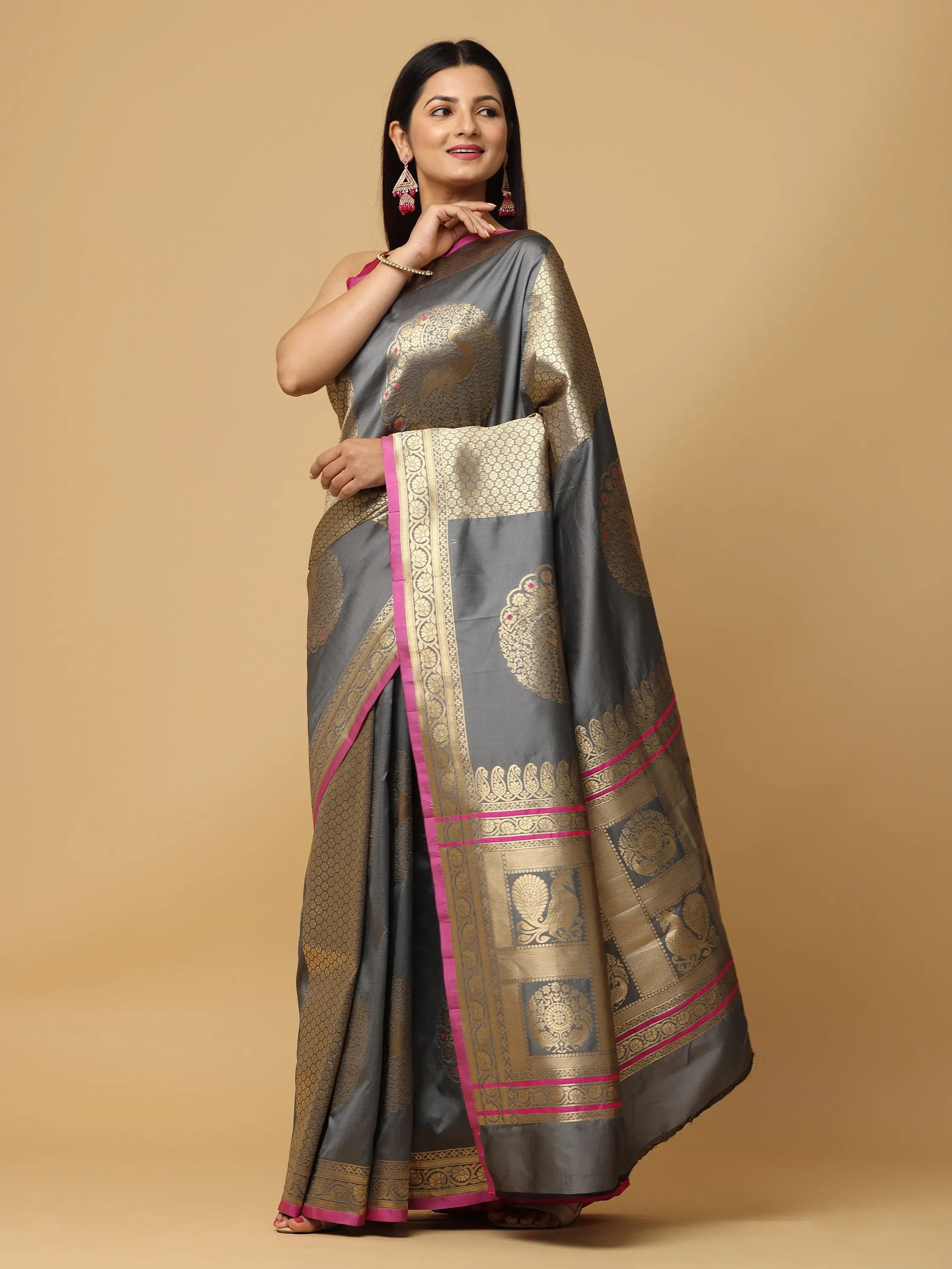  Pure Banarasi Katan Silk Kanchi Zari Weaving Saree