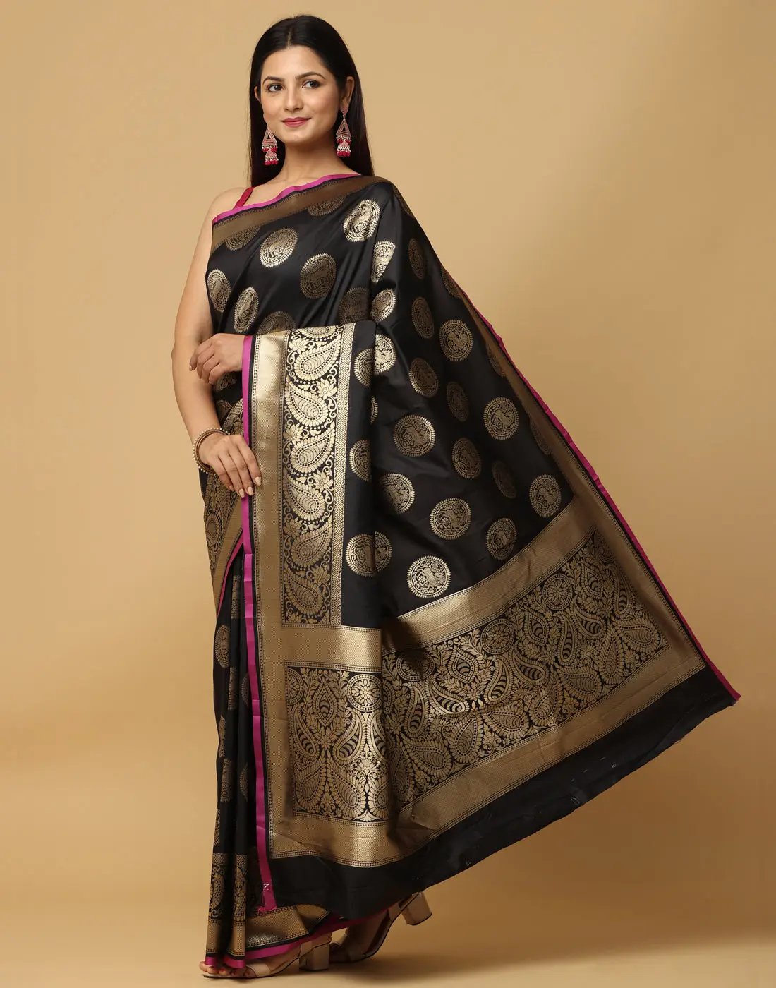  Pure Banarasi Katan Silk Kanchi Zari Weaving Saree