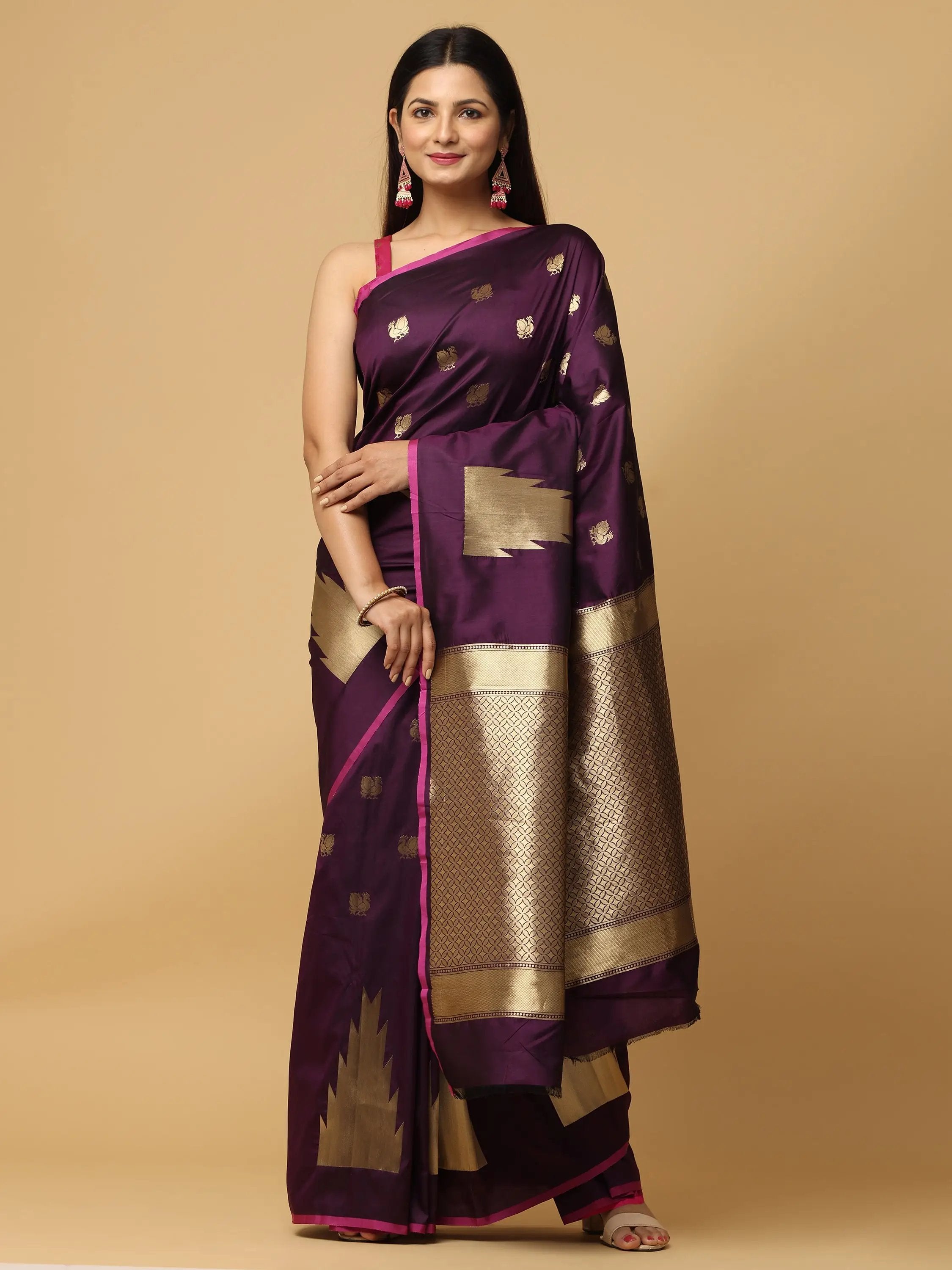  Pure Banarasi Katan Silk Kanchi Zari Weaving Saree