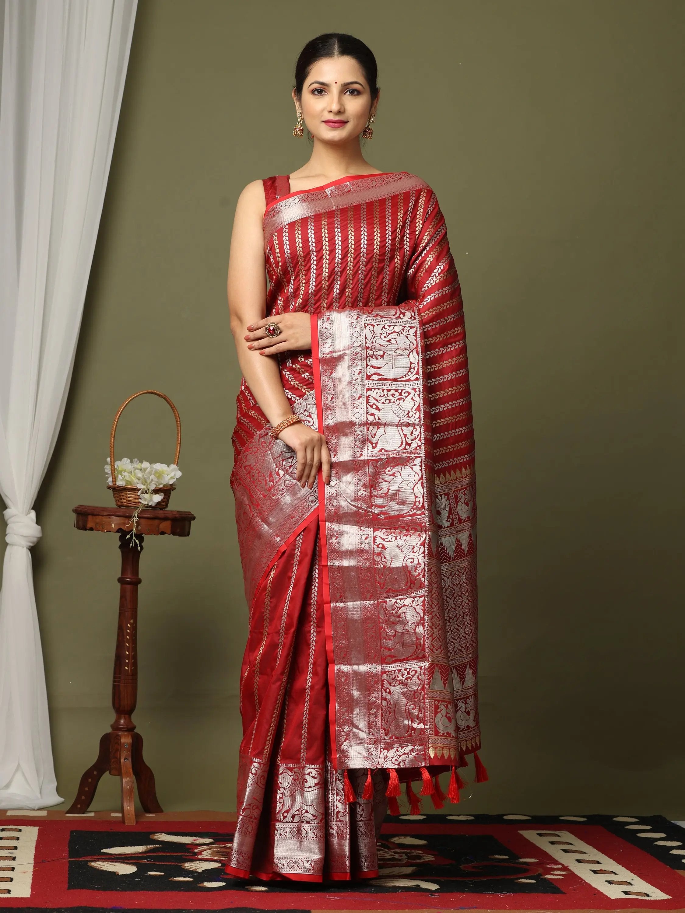 Bridal Wear Indian Ethnic Designer Kanchipuram Silk Silver Zari Brocade  Saree at Rs 14500 in Indore