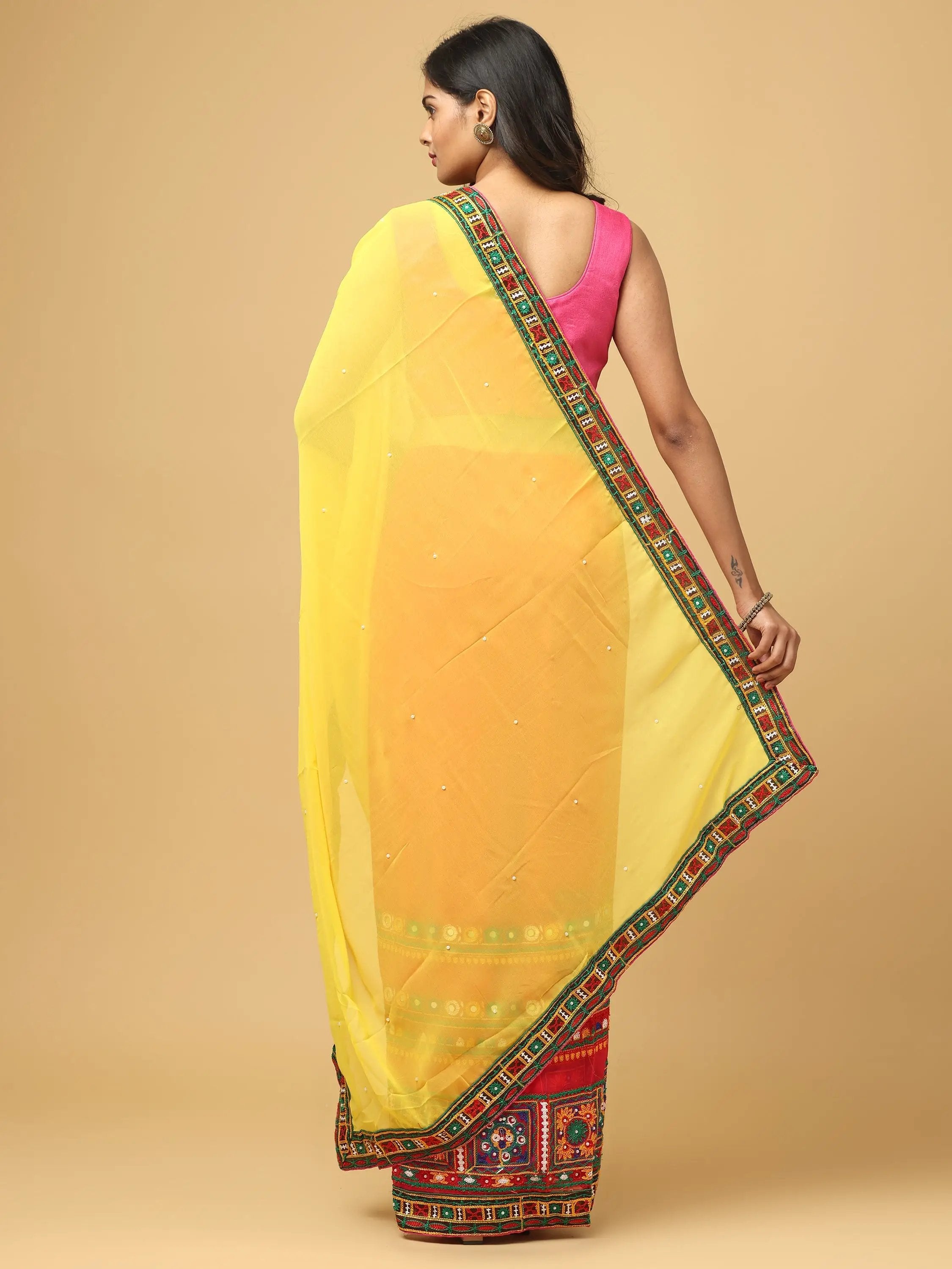 Royal Katchi Embroidery Festive Wear Saree