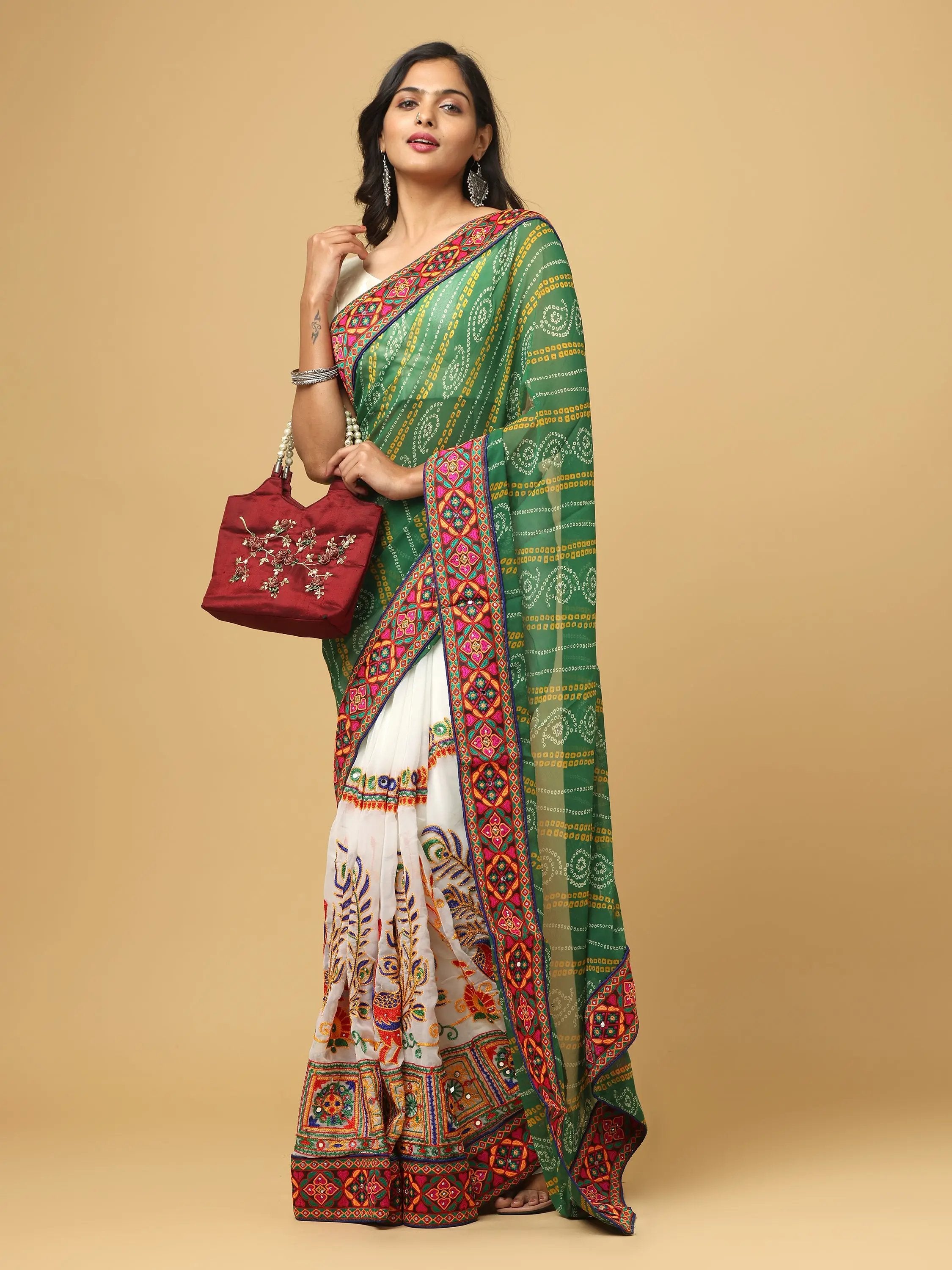 Royal Katchi Embroidery Festive Wear Saree