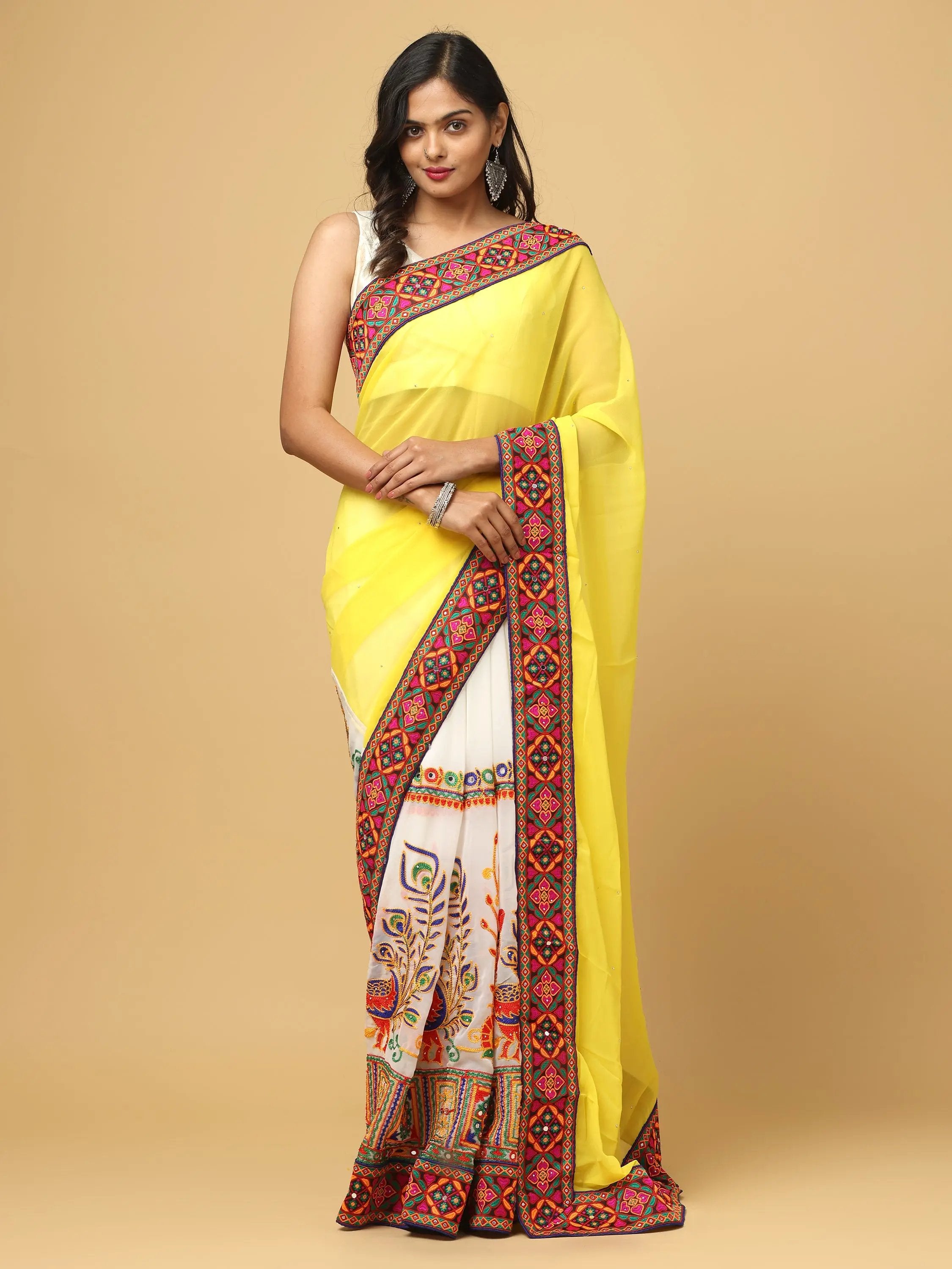 Royal Katchi Embroidery Festive Wear Saree