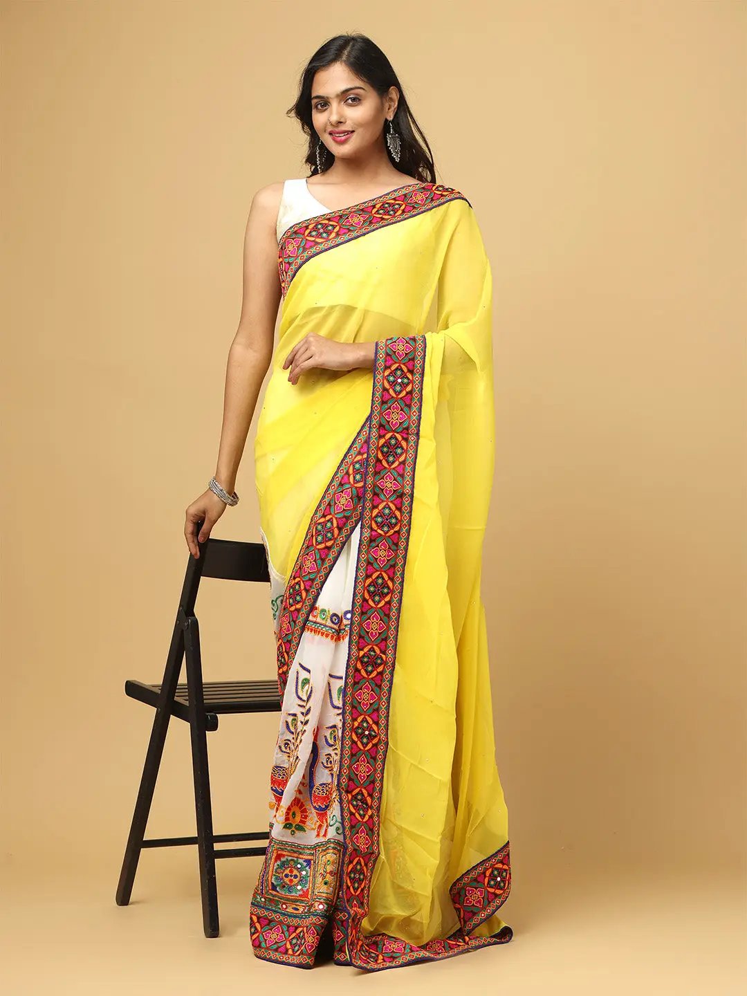 Royal Katchi Embroidery Festive Wear Saree