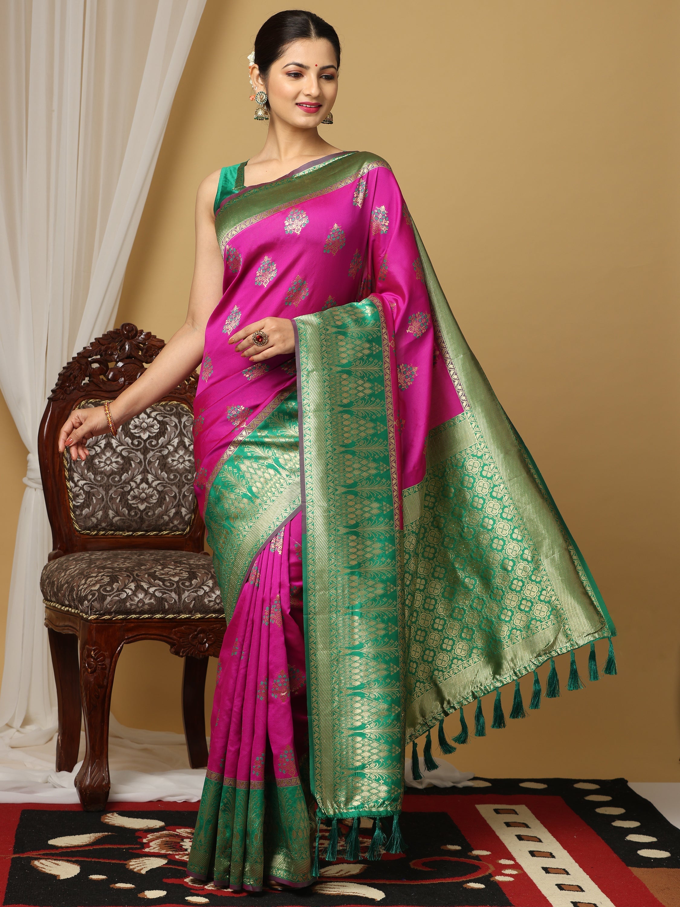 Banarasi Katan Silk Zari Saree With Zari Butti Work