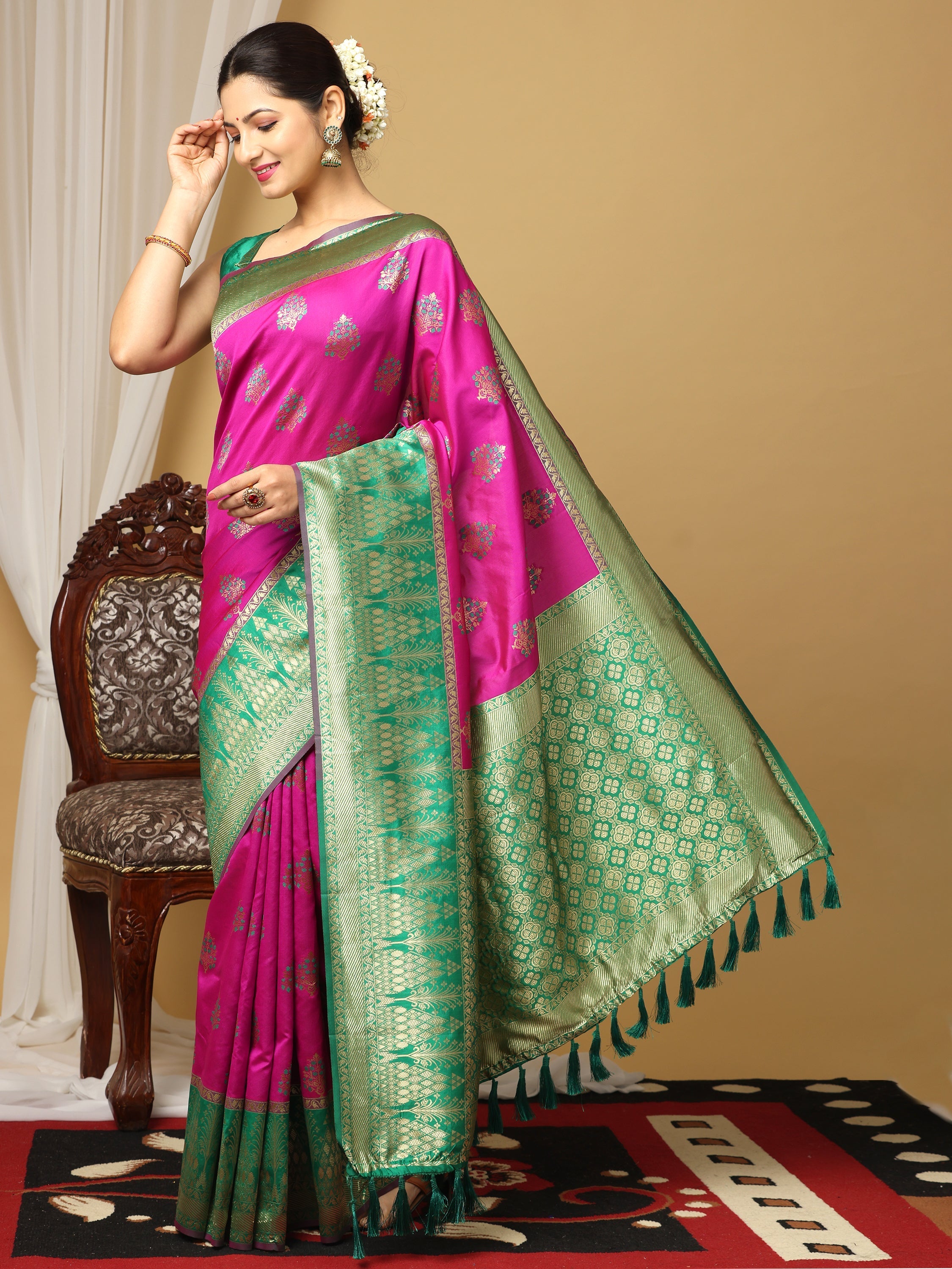 Banarasi Katan Silk Zari Saree With Zari Butti Work