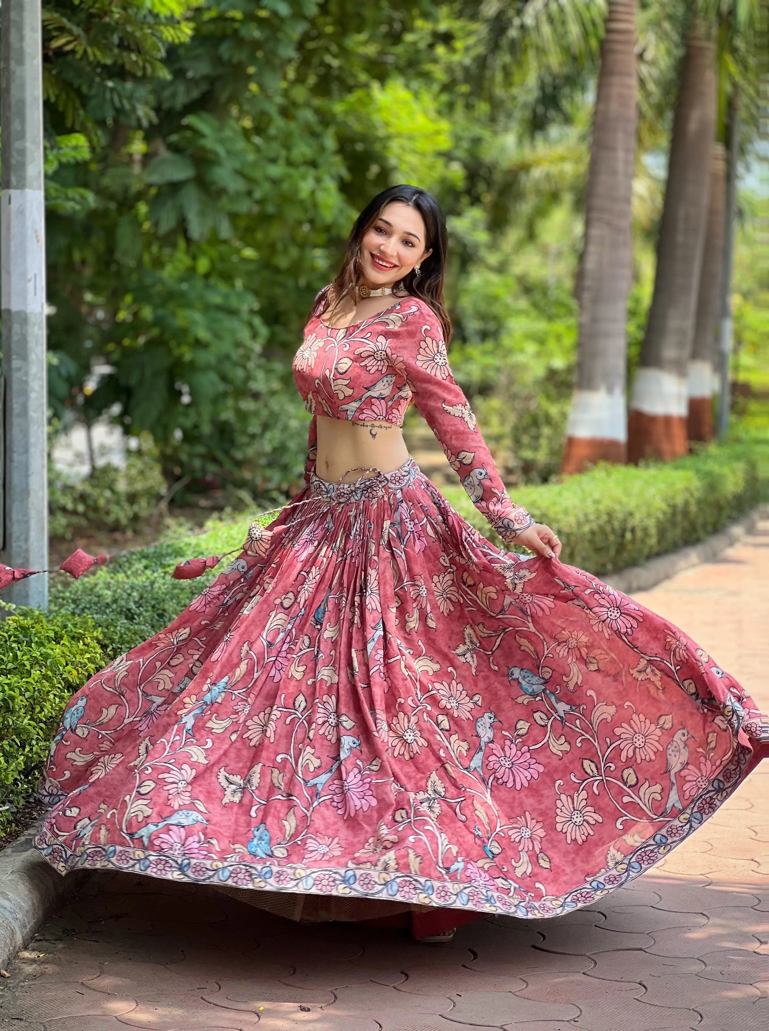 Elegant Kalamkari Lehenga Set in vibrant colors