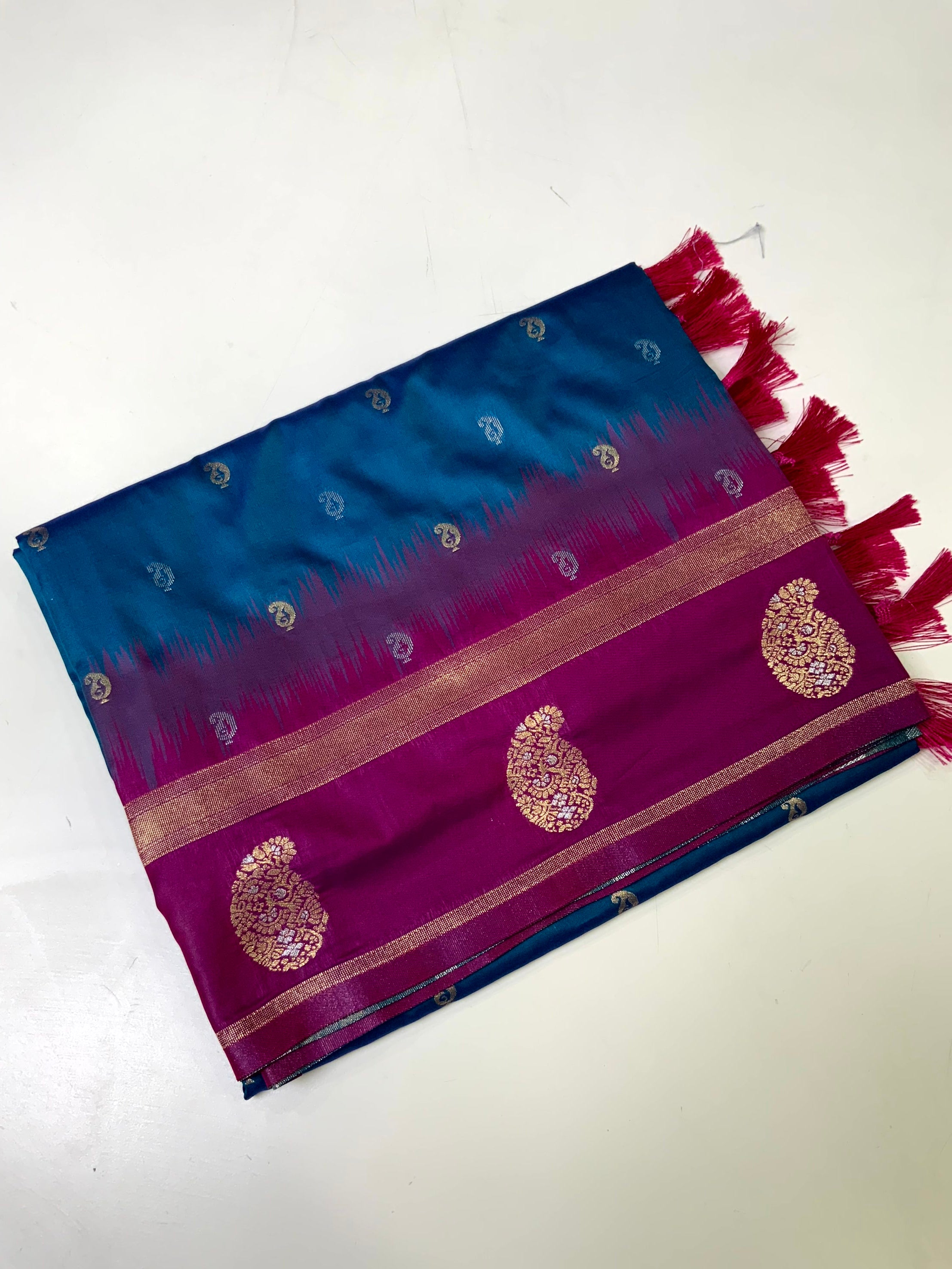 Blue Cationic Soft Silk Saree