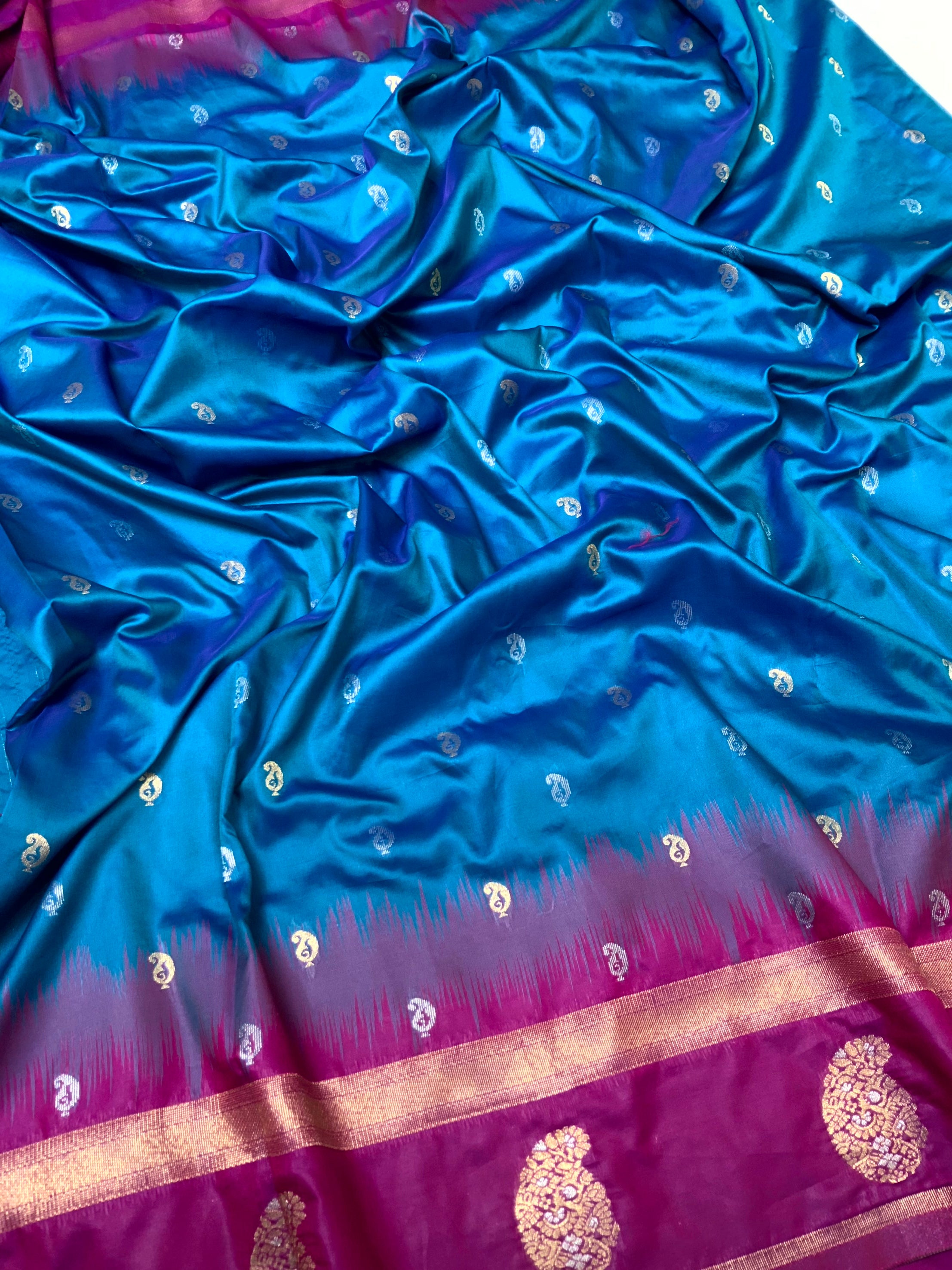 Blue Cationic Soft Silk Saree