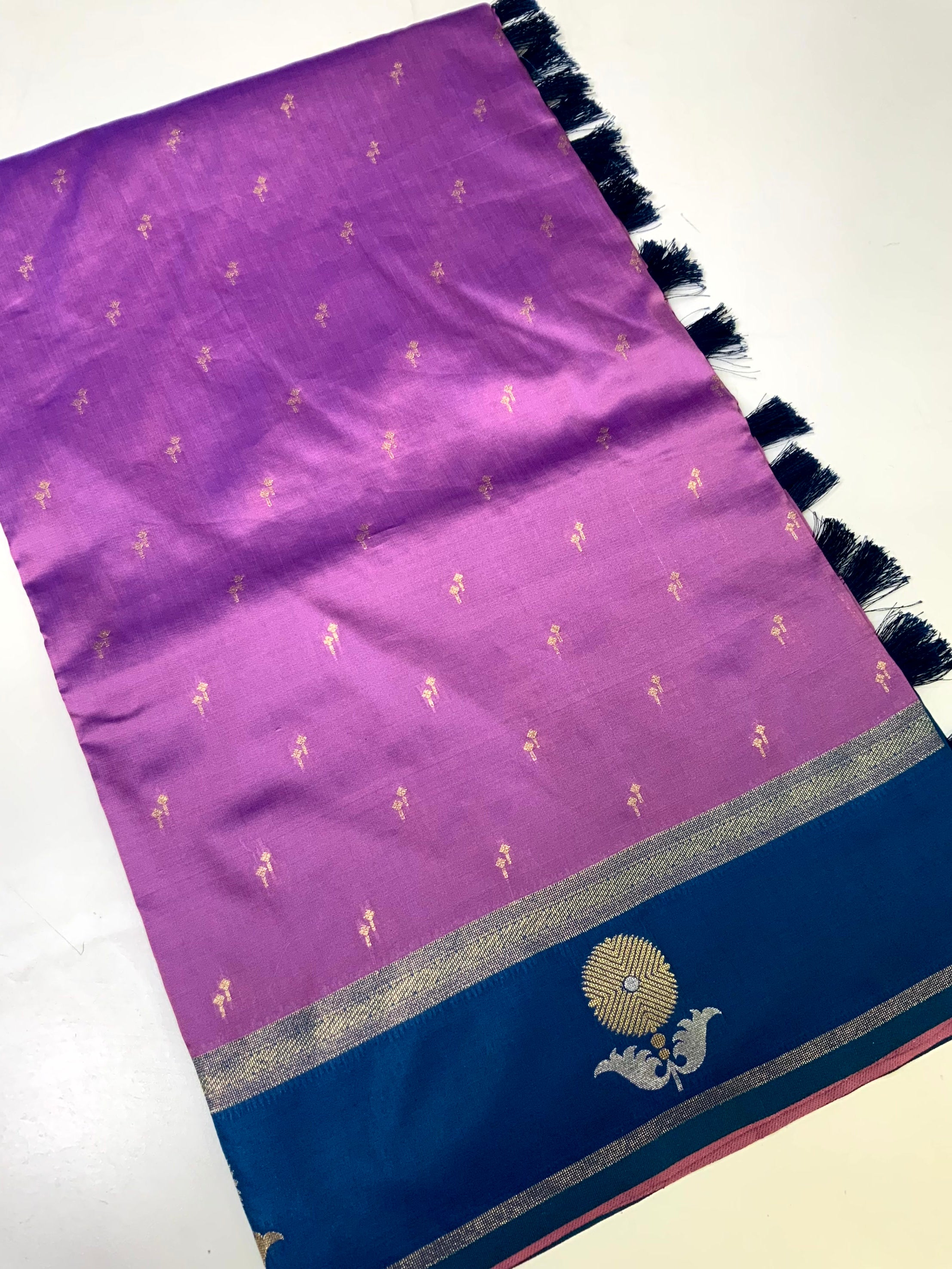 Lavender Cationic Soft Silk Saree