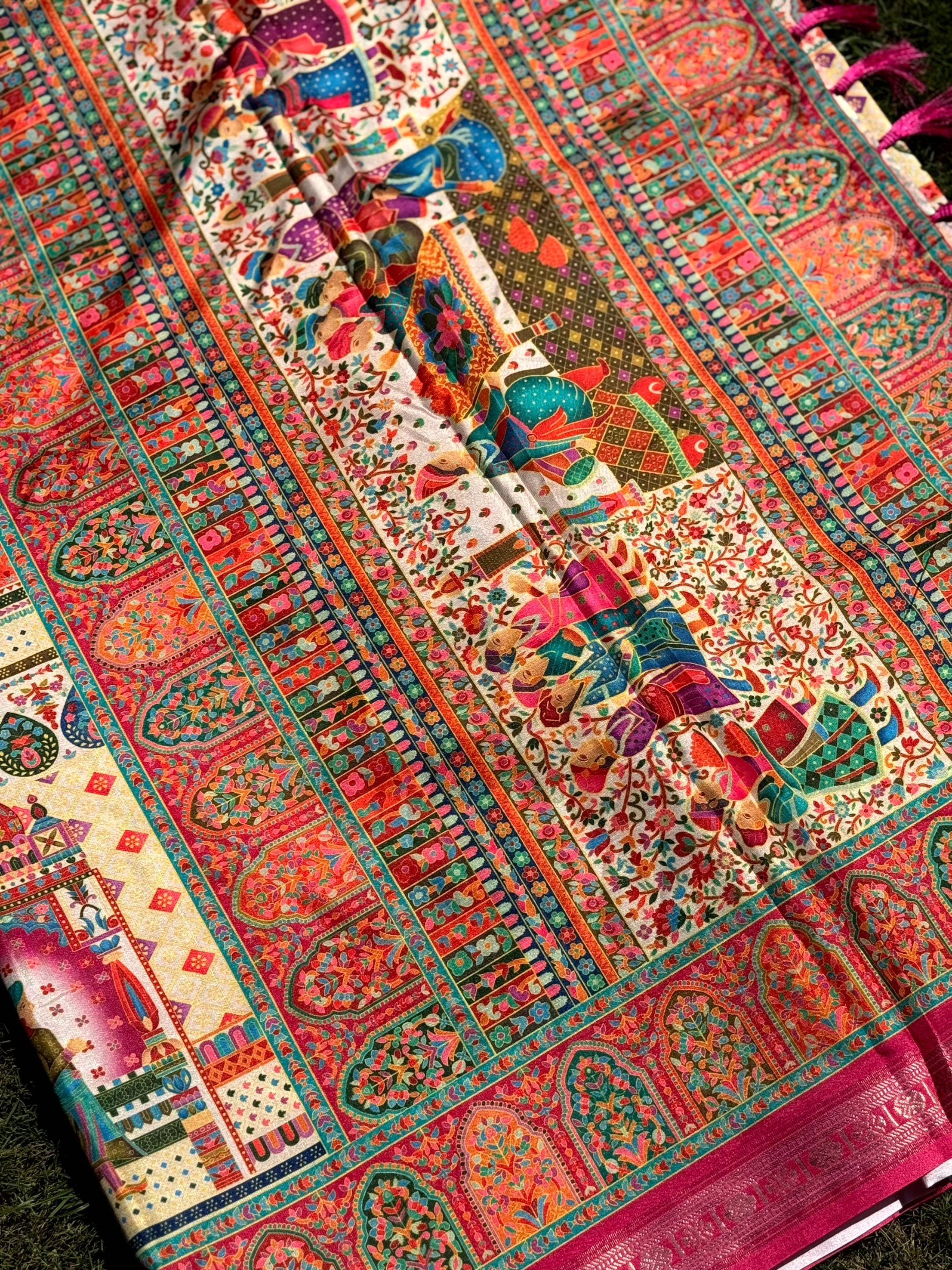 Soft Silk Pashmina Kashmiri Print Saree