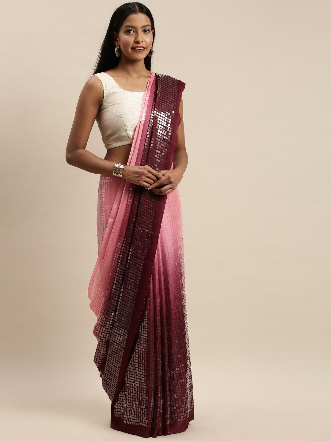 Shop Desiner Ombre Two Tone Sequence Saree at Vastranand