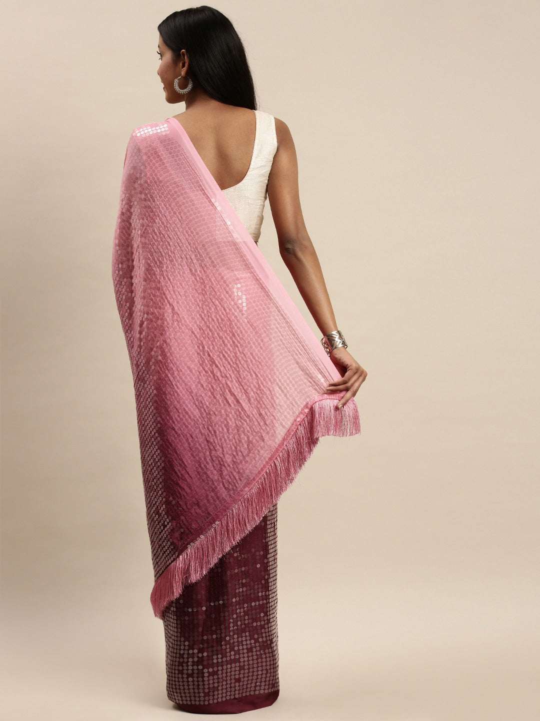 Shop Desiner Ombre Two Tone Sequence Saree at Vastranand