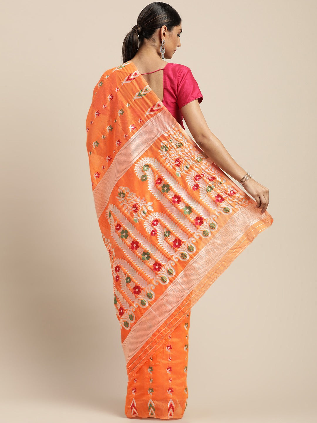 Woven Soft Dhakai Jamdani Saree Cotton Silk Color Orange at Rs 729.00 | Dhakai  Saree, जामदानी साड़ी - S.M. Sari Center, Krishnanagar | ID: 2853143972555