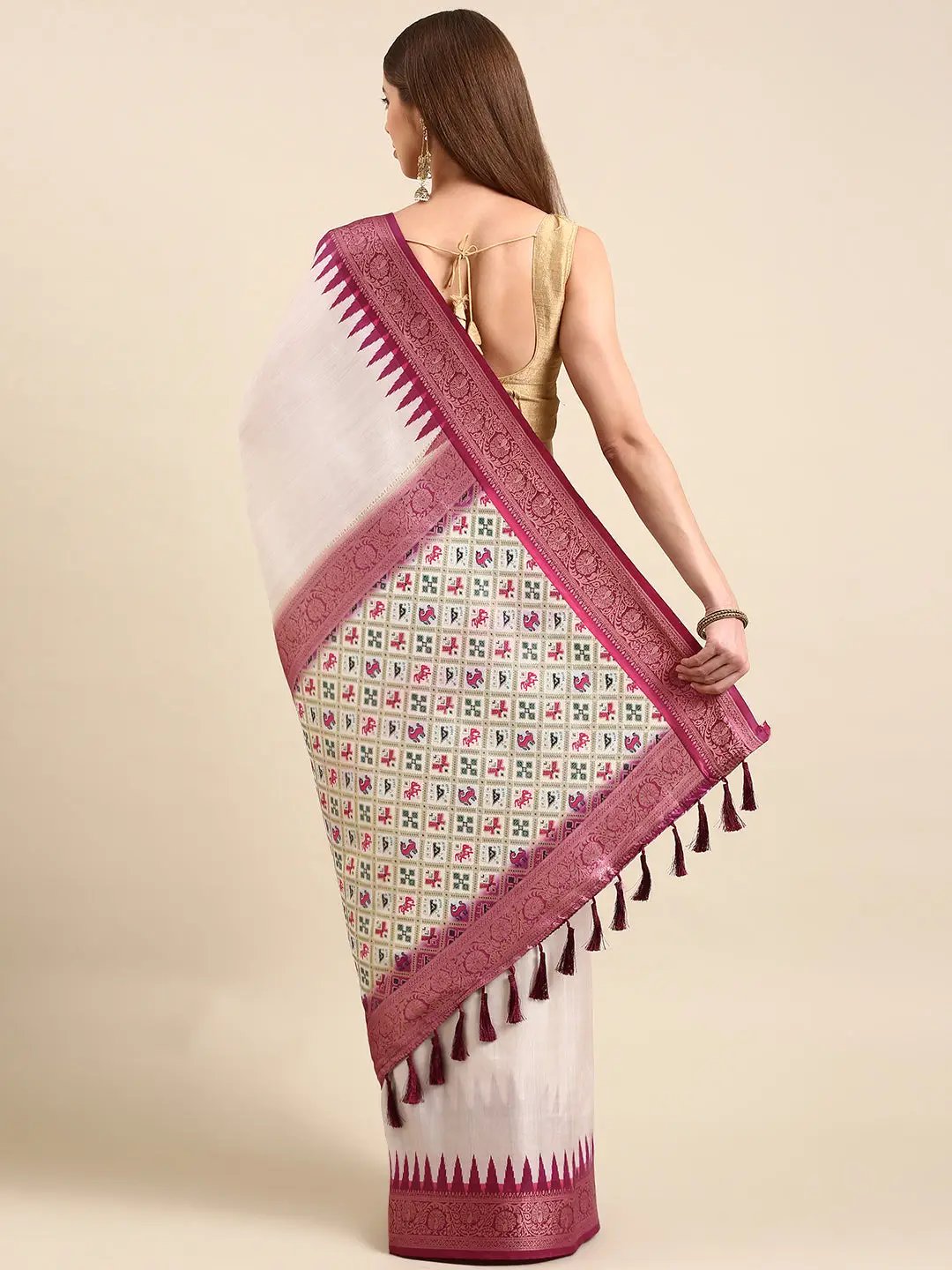  Ikkat Digital Print Soft Silk Saree