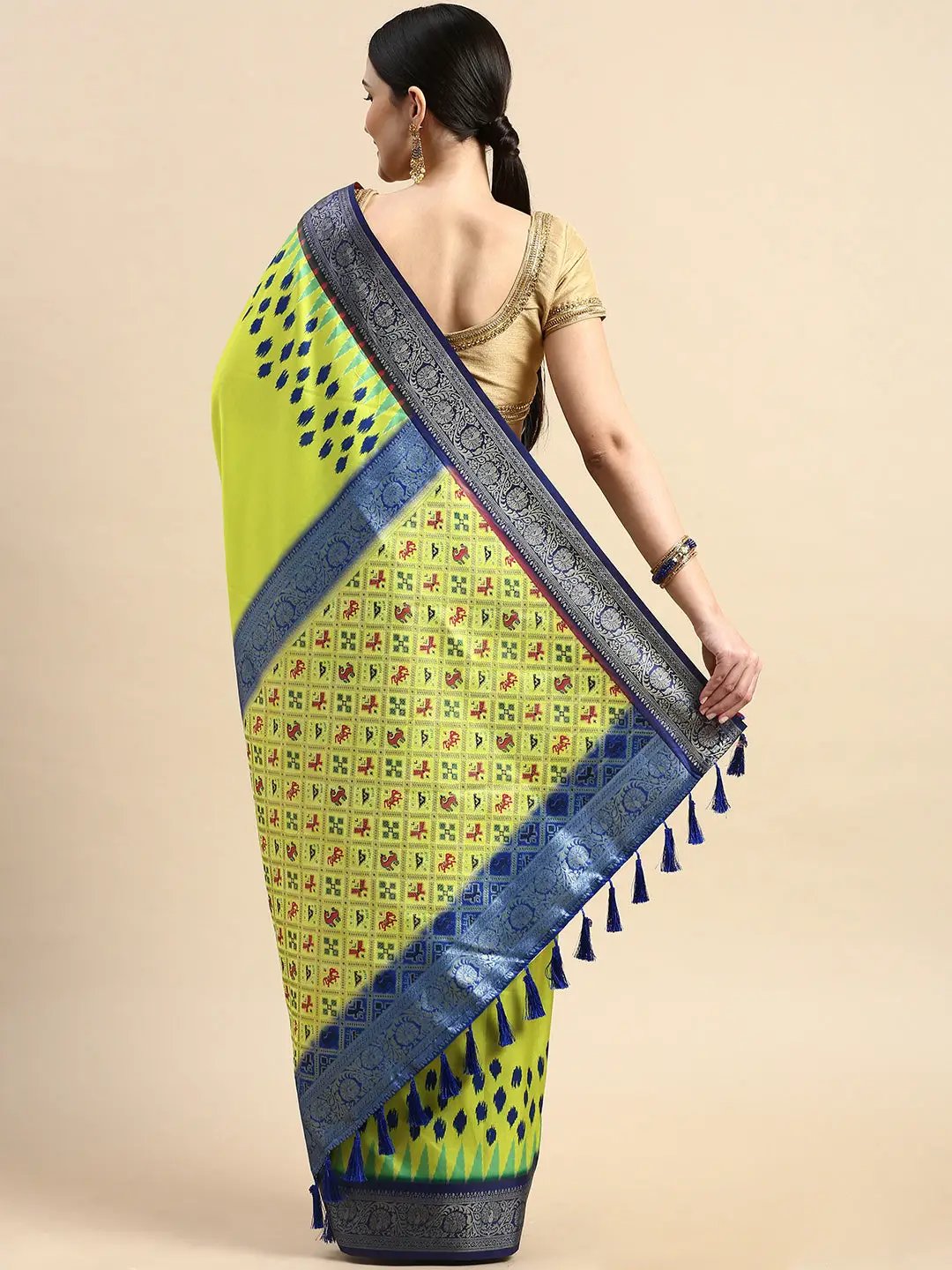  Ikkat Digital Print Soft Silk Saree