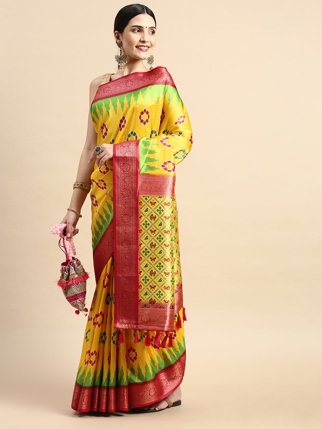  Ikkat Digital Print Soft Silk Saree