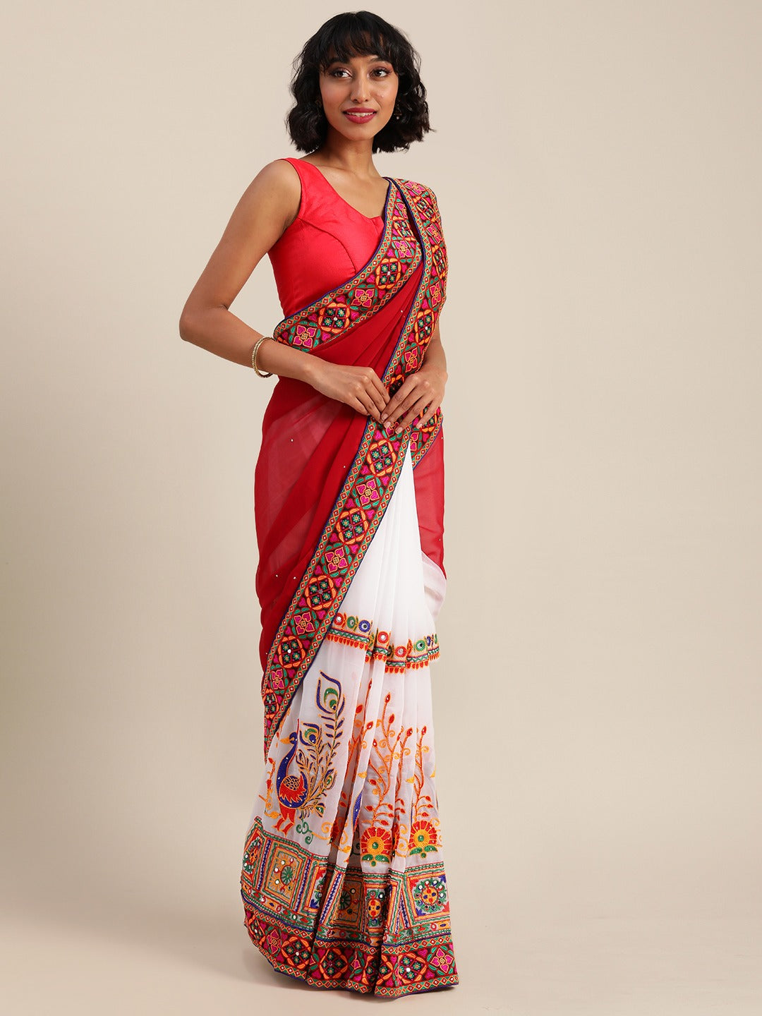 Royal Maroon Poly Georgette Saree