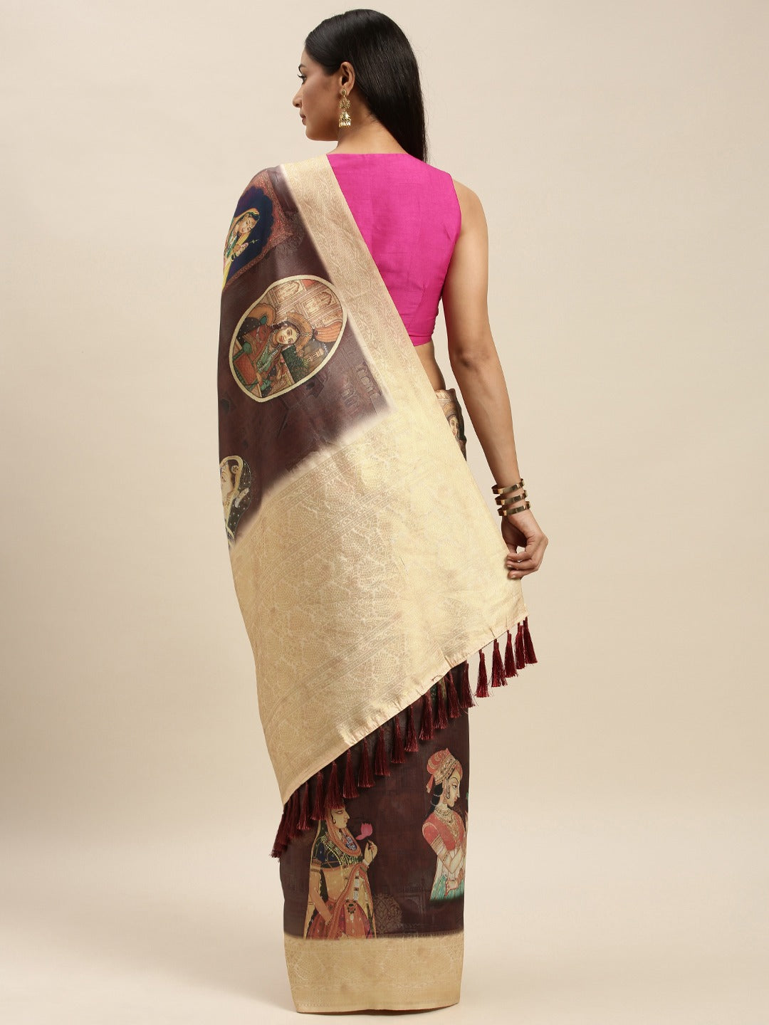 Banarasi Katan Silk Kalamakri Digital Print Saree.