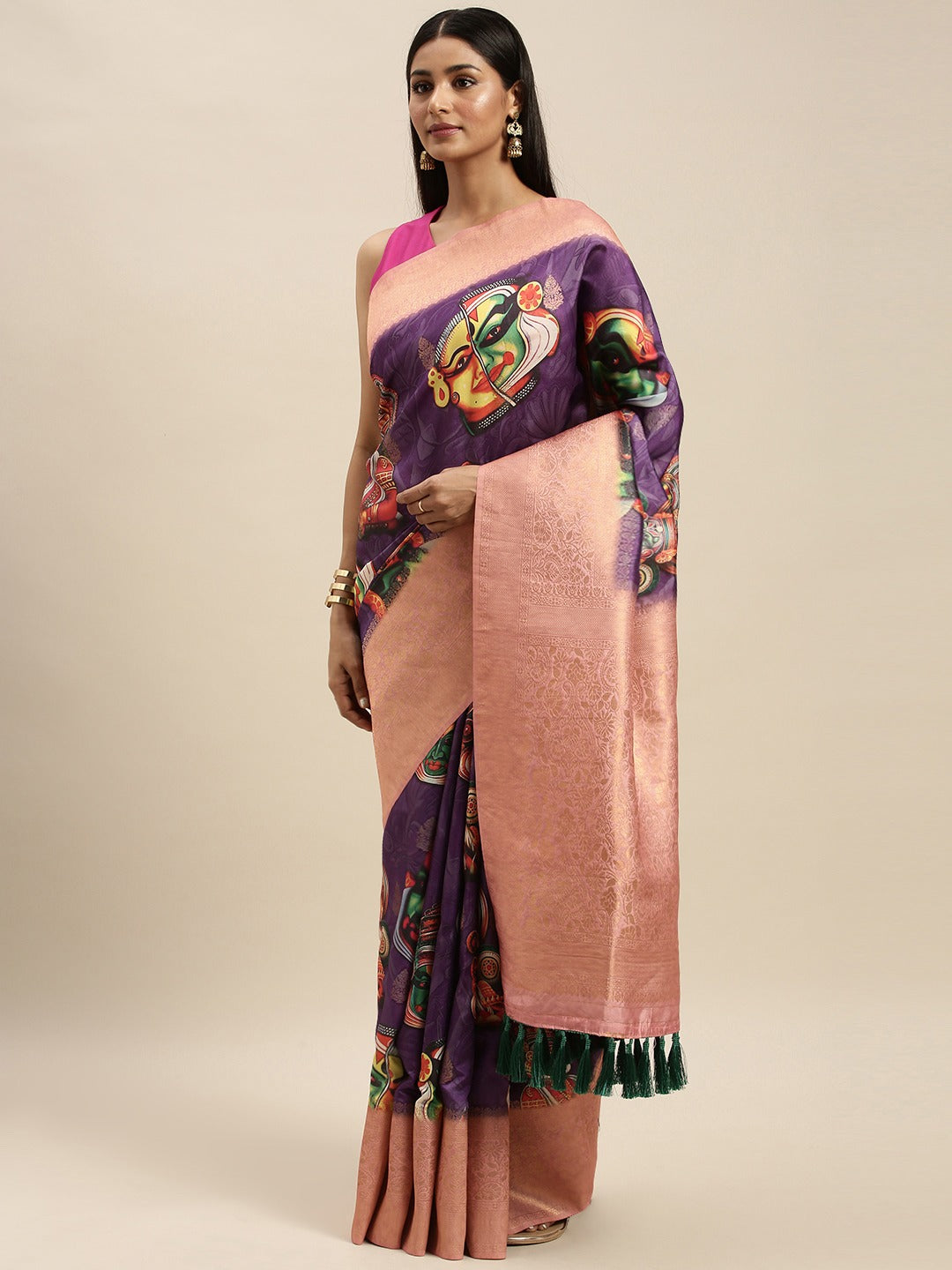 Exclusive Banarasi Katan Silk With Kalamkari Work Saree