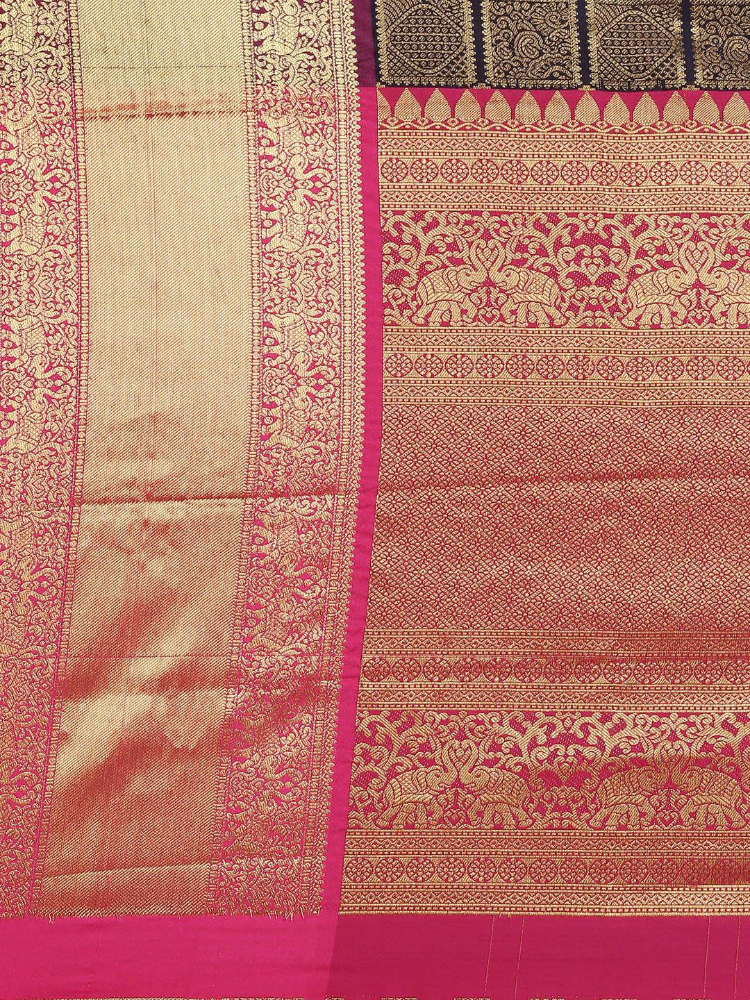 Kanjivaram Silk Saree With Checked Print in Navy Colour