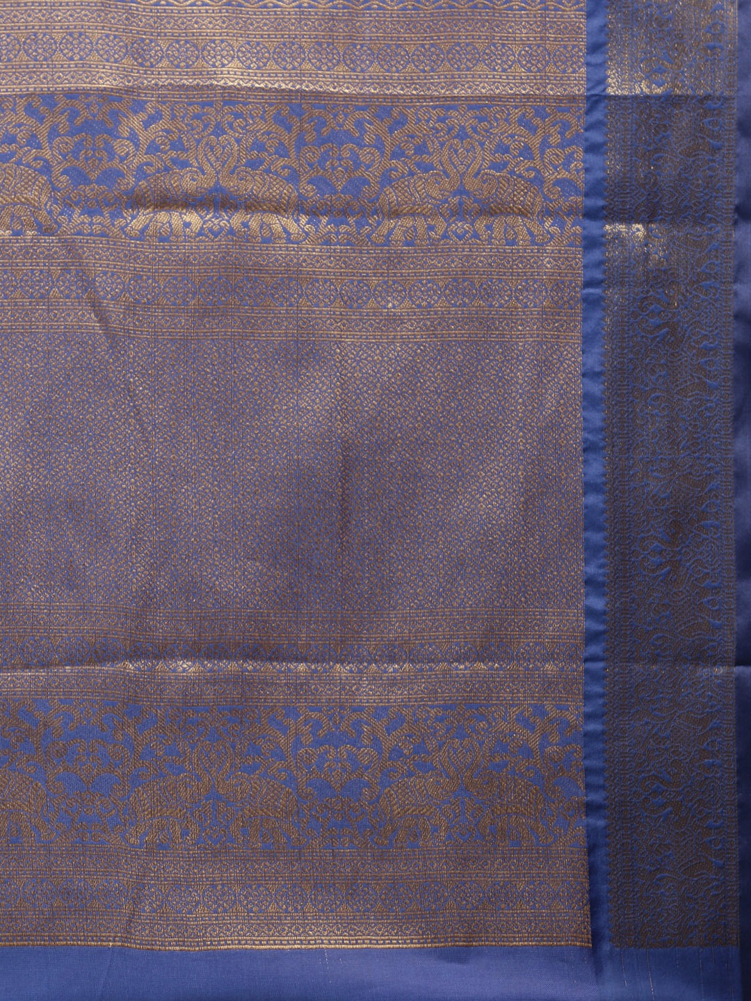 Kanjivaram Silk Saree With Checked Print in Royal Blue