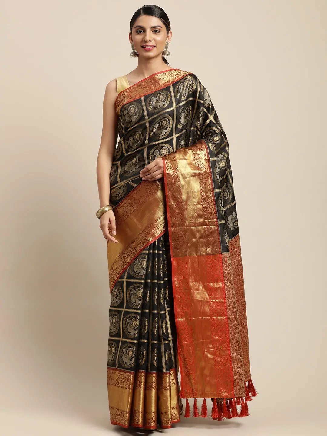 Banarasi Pattu Zari Motifs Festive Wear Saree