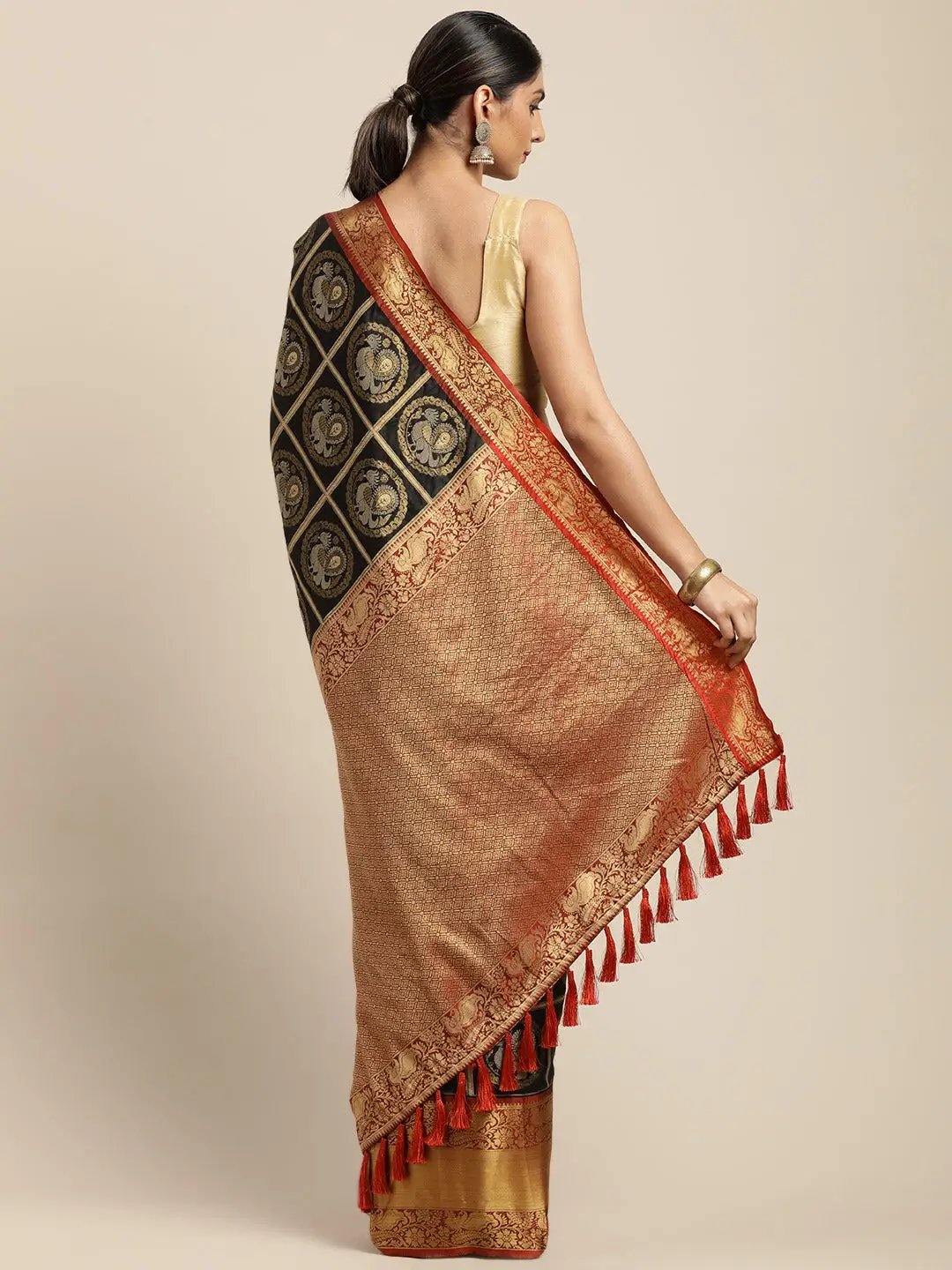 Banarasi Pattu Zari Motifs Festive Wear Saree