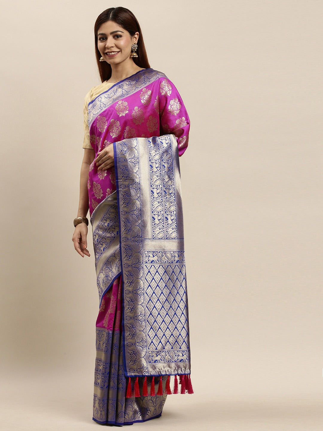 Exclusive Banarasi Silk Rani Colour Woven Design Saree