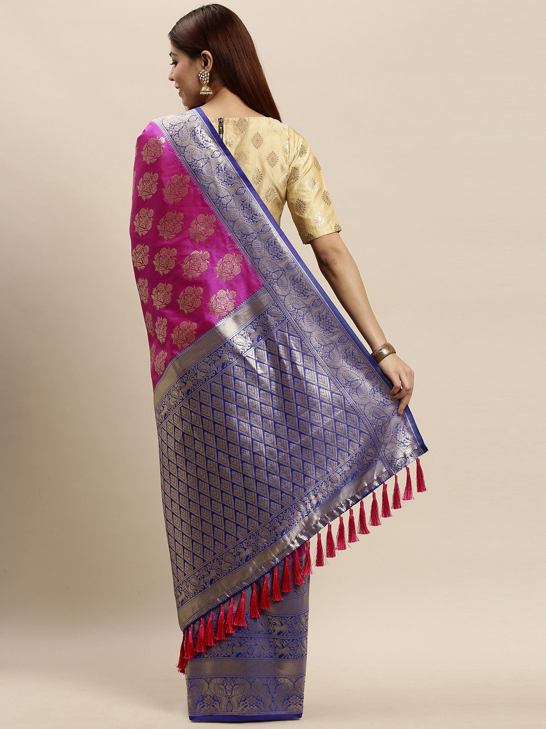 Exclusive Banarasi Silk Rani Colour Woven Design Saree