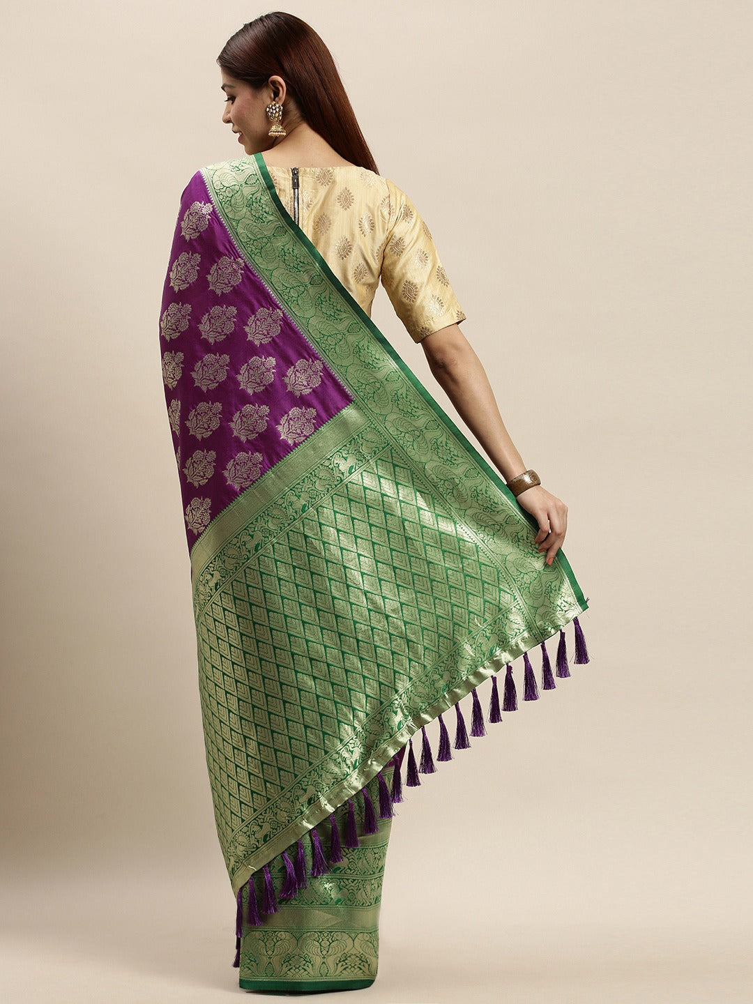 Stylish Banarasi Silk Wine Colour Saree