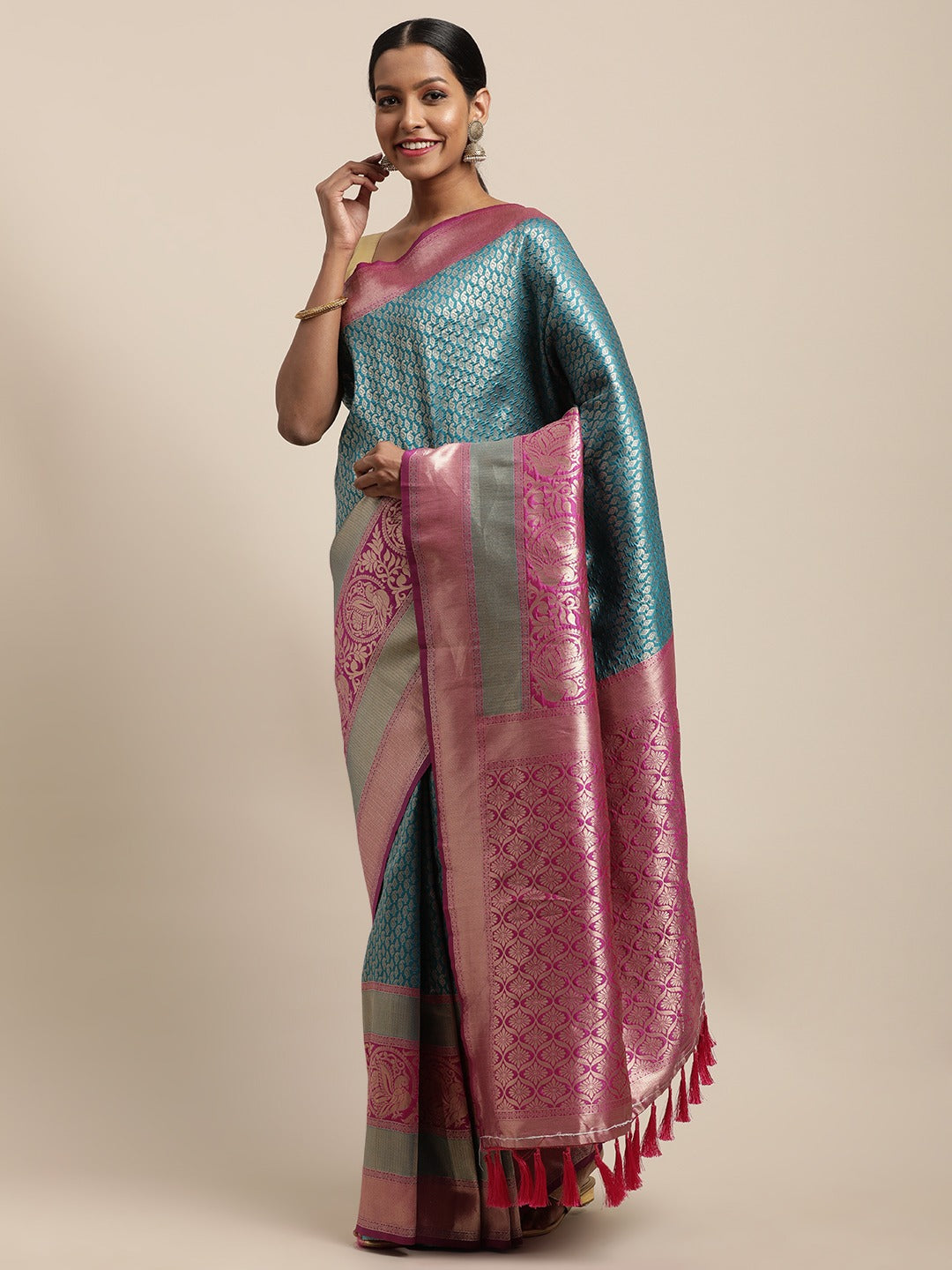 Silk Pattu Border Banarasi Designer Sare