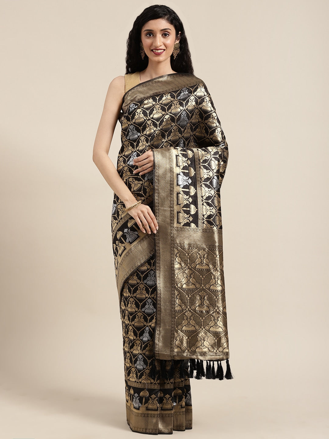  Beautiful Banarasi Black Colour Saree