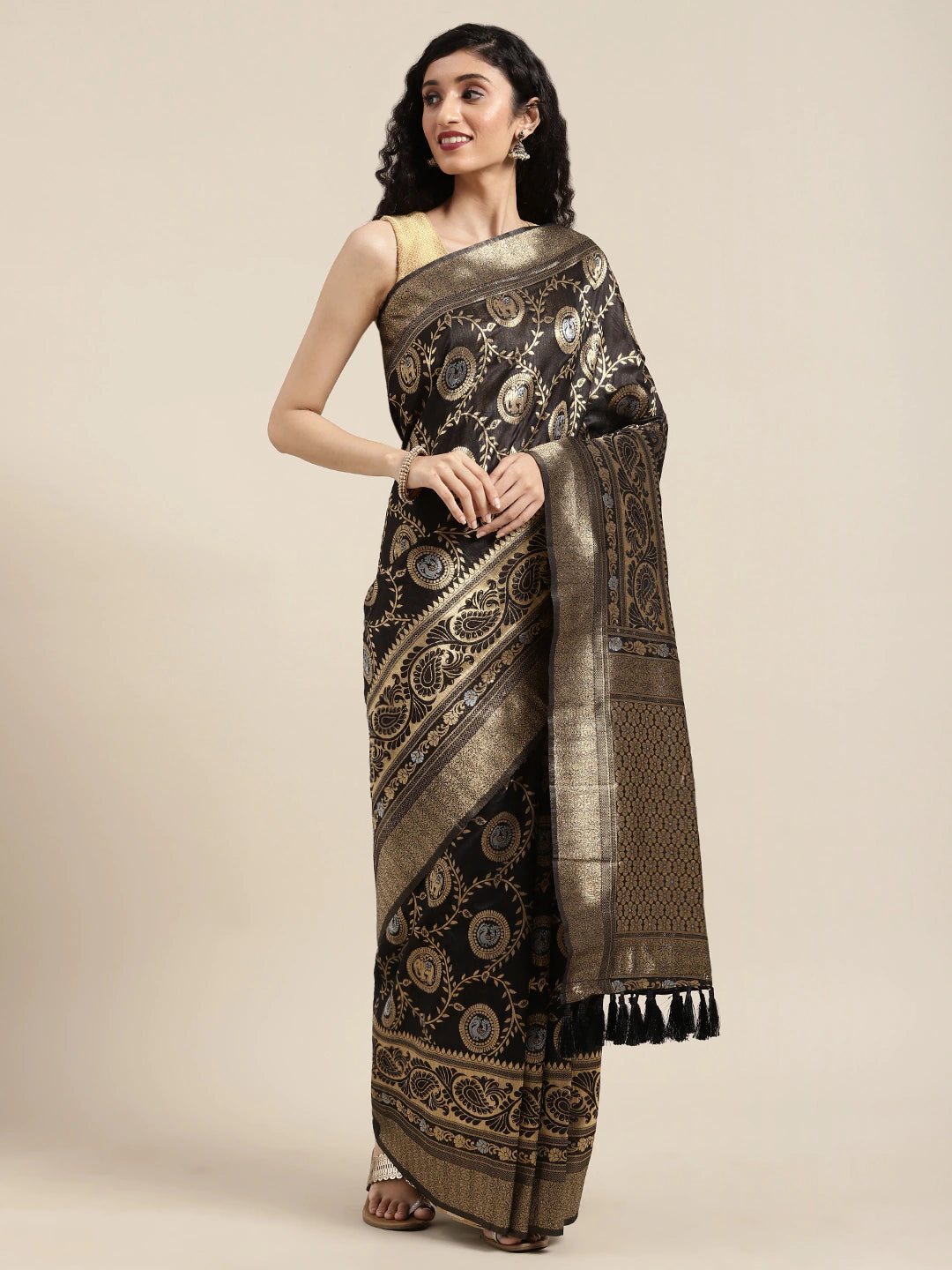 Banarasi Black Colour Woven Design Silk Saree