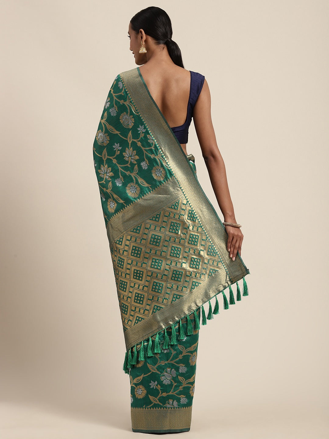 Exclusive Banarasi Green Colour Saree with Zari Border