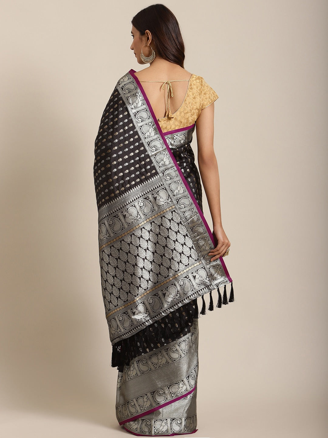 Black Banarasi Woven Design Saree