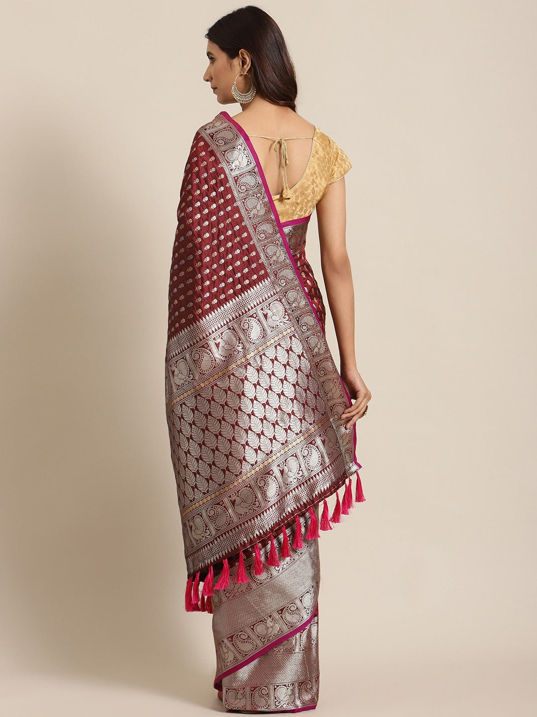 Banarasi Maroon Colour Woven Design Saree