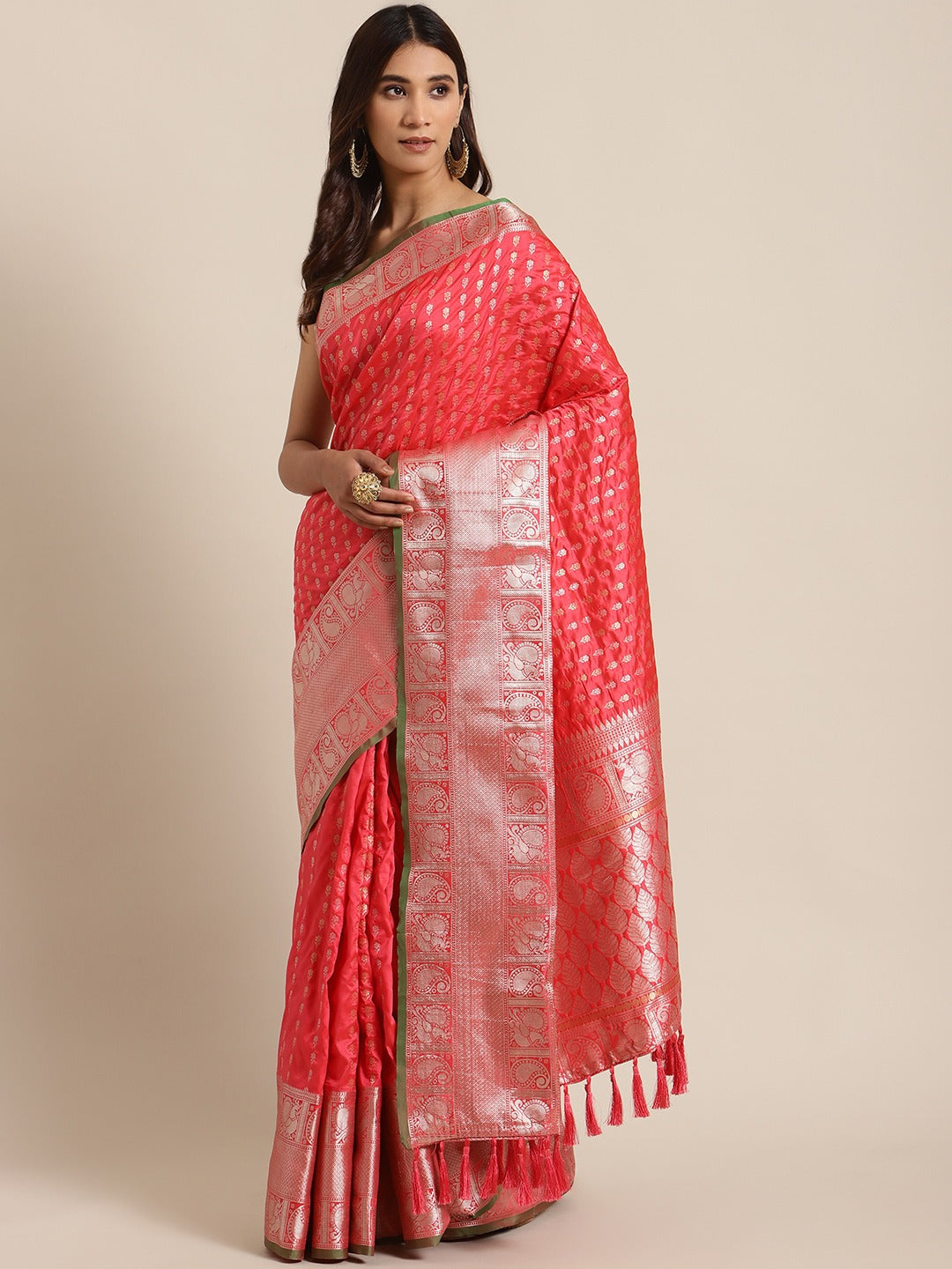  Exclusive Banarasi Gajari Colour Woven Design Silk Saree