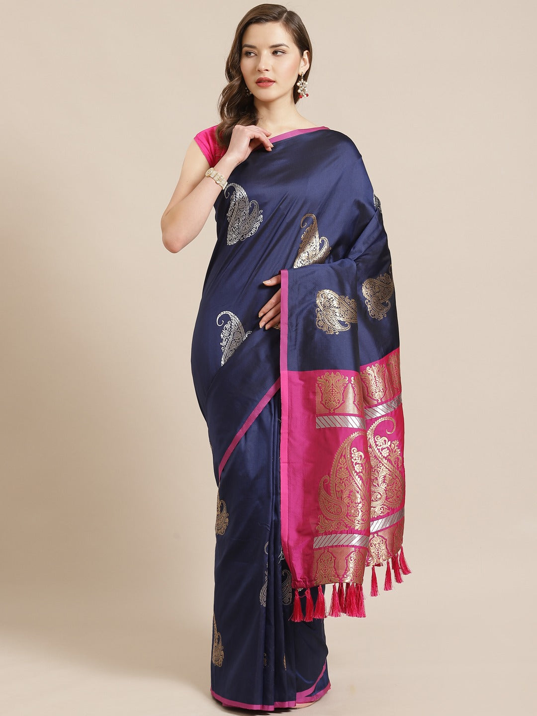 Banarasi Navy Colour Zari Woven Design Saree 