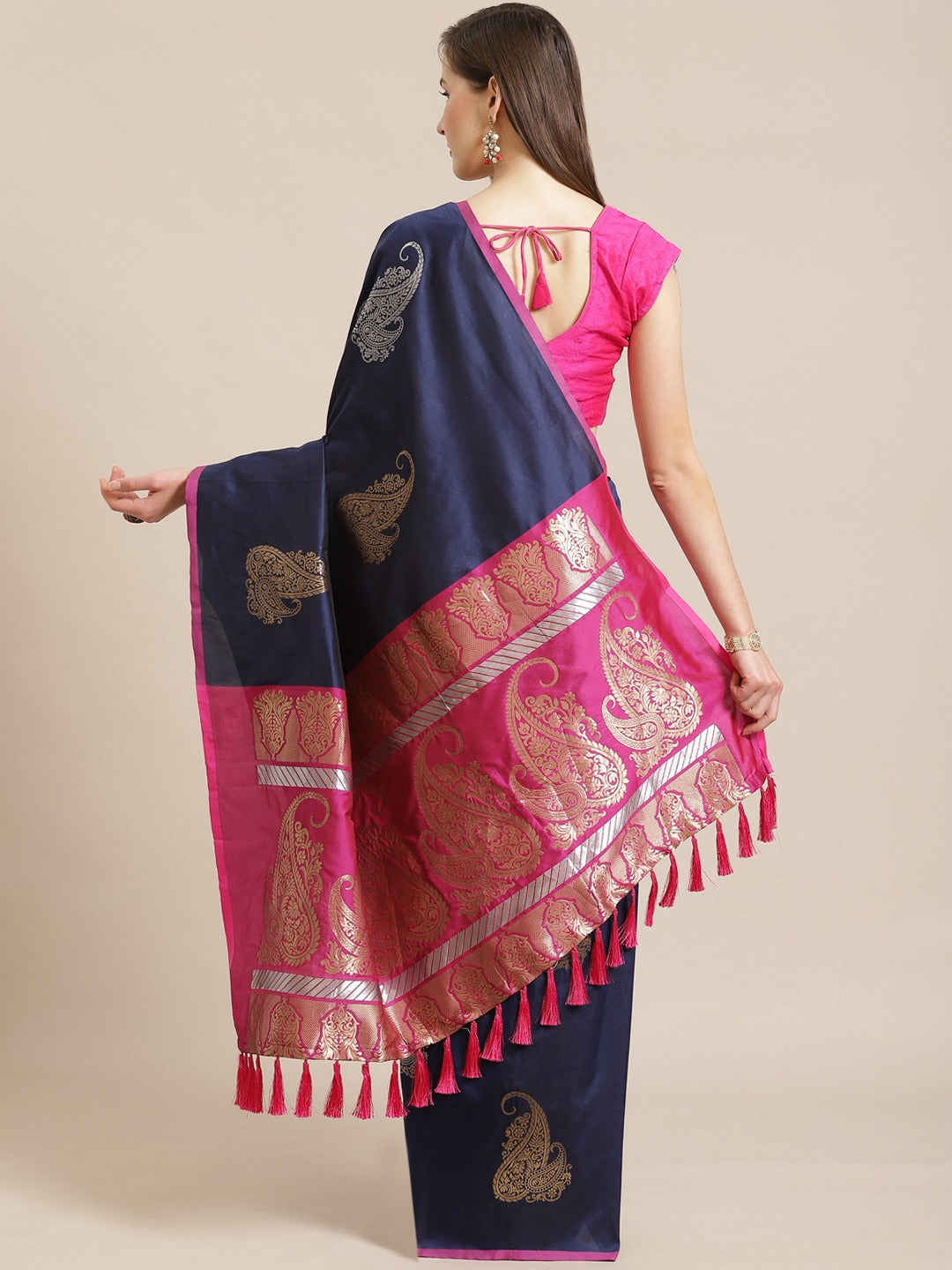 Banarasi Navy Colour Zari Woven Design Saree 