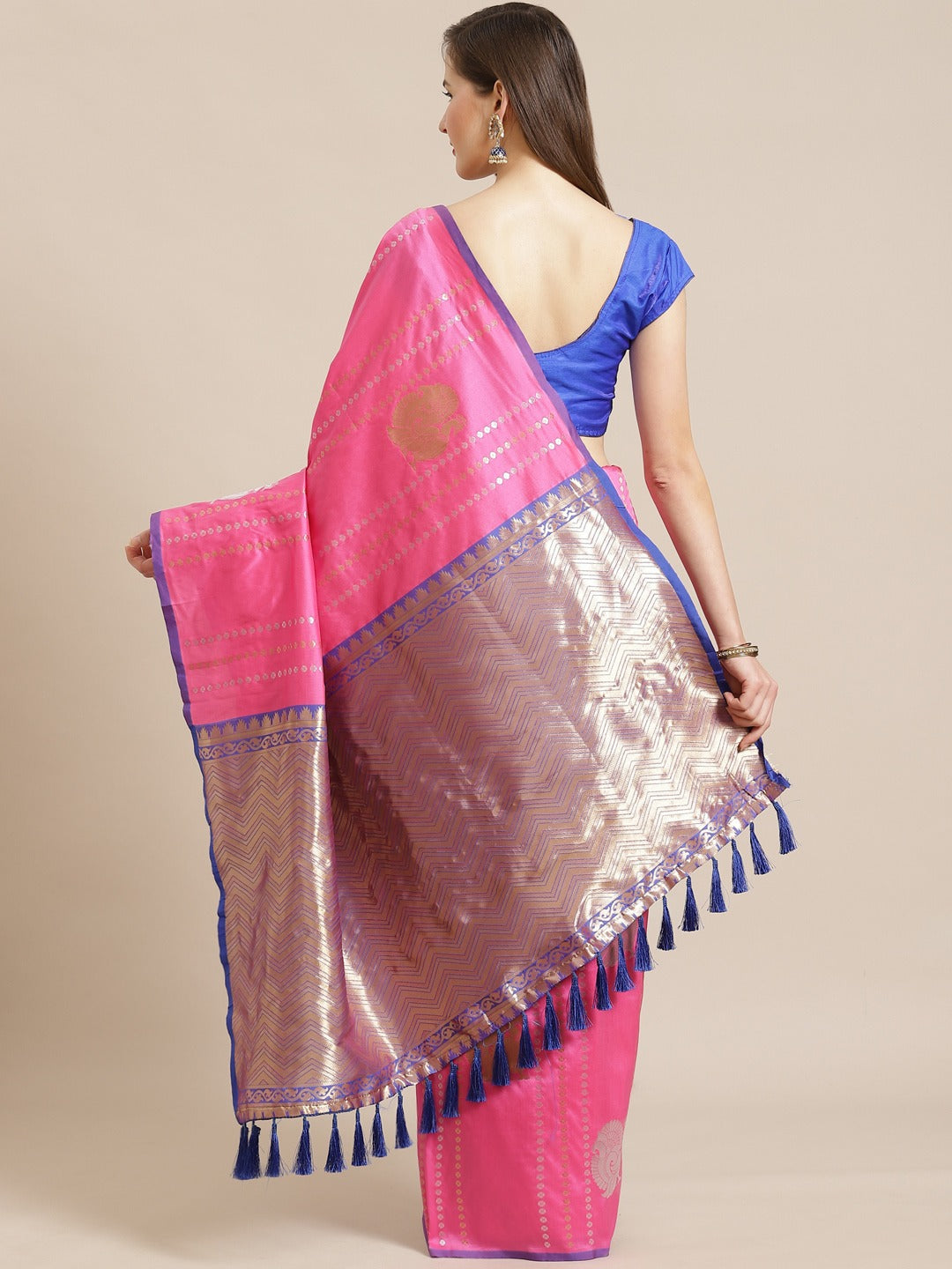 Digital Pink Colour Woven Banarasi Saree