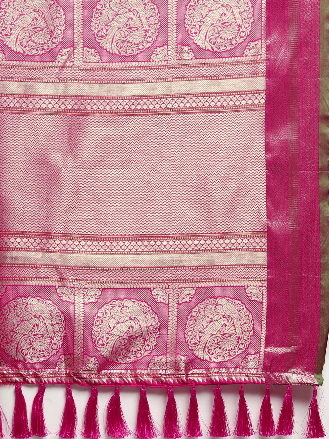 Exclusive Banarasi Striped Rani Colour Silk Saree