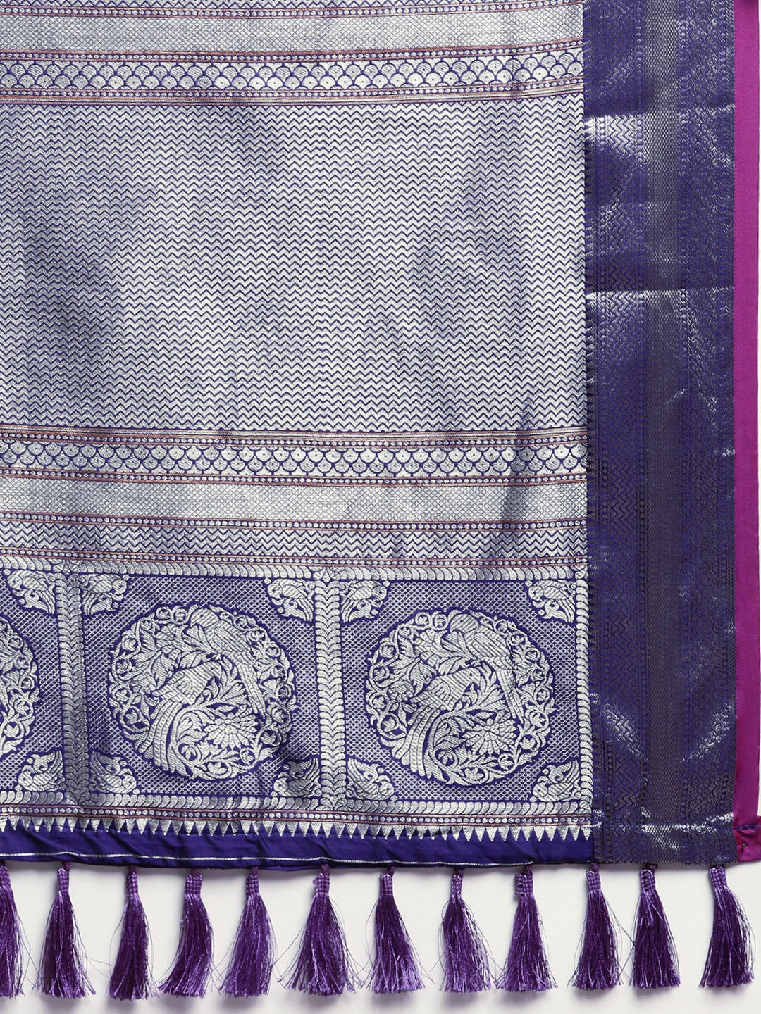 Banarasi Striped Blue Colour Silk Blend Saree