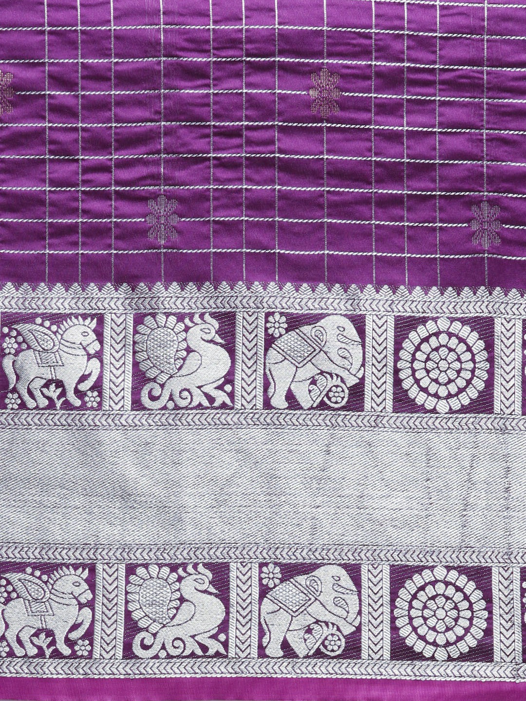  Exclusive Purple Colour Checked Banarasi Saree