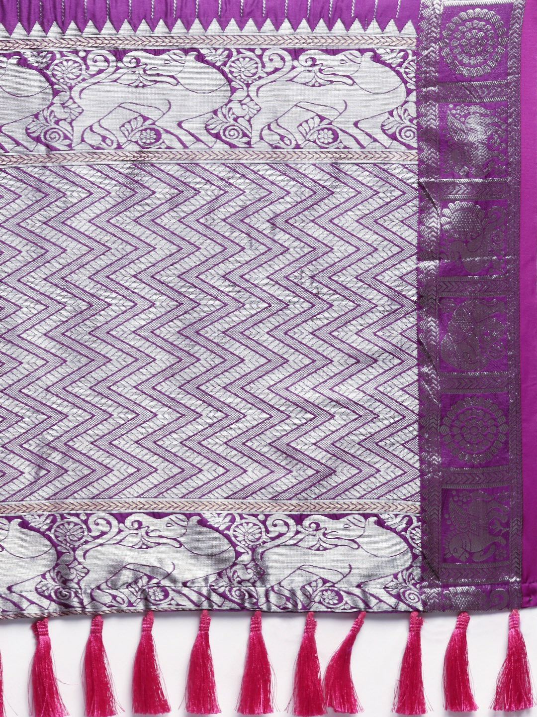  Exclusive Purple Colour Checked Banarasi Saree