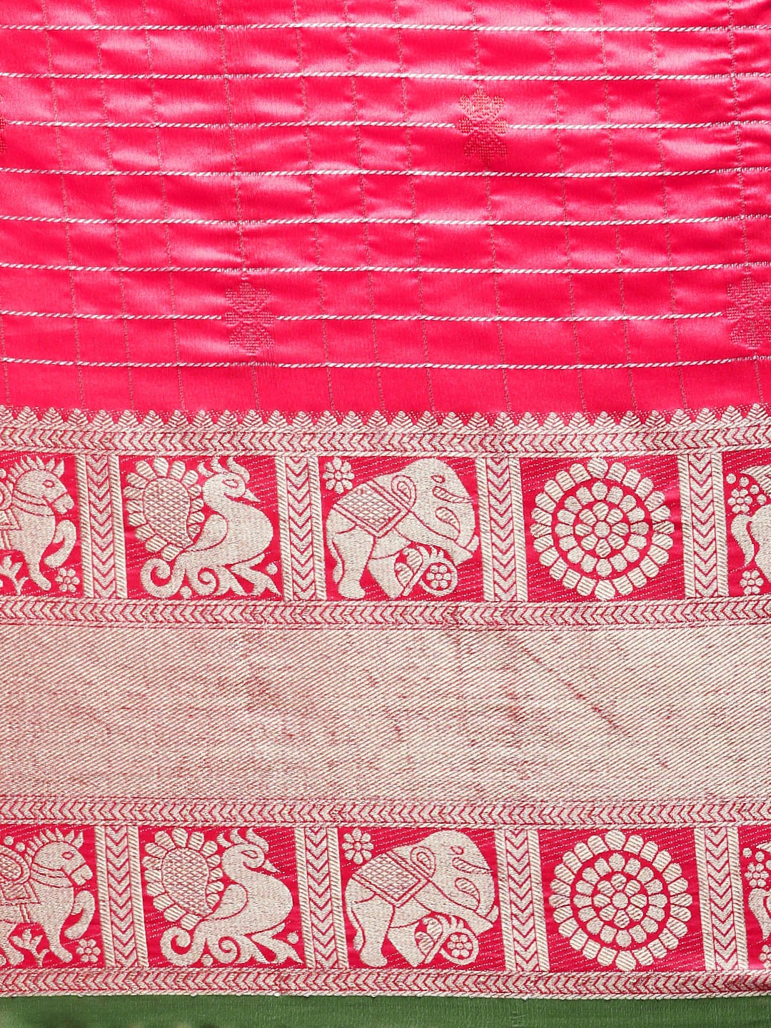 Exclusive Pink Colour Checked Banarasi Saree