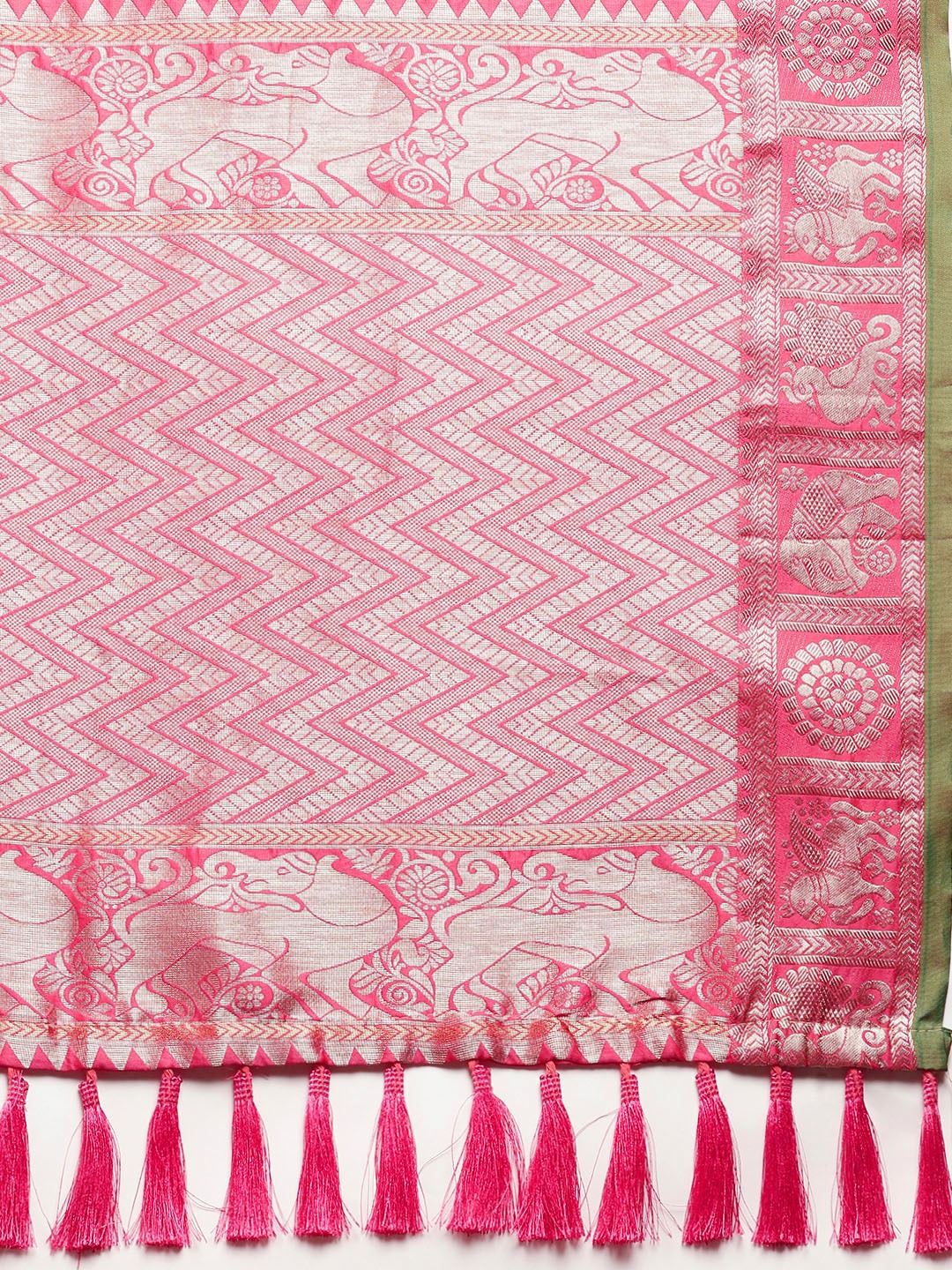 Exclusive Pink Colour Checked Banarasi Saree