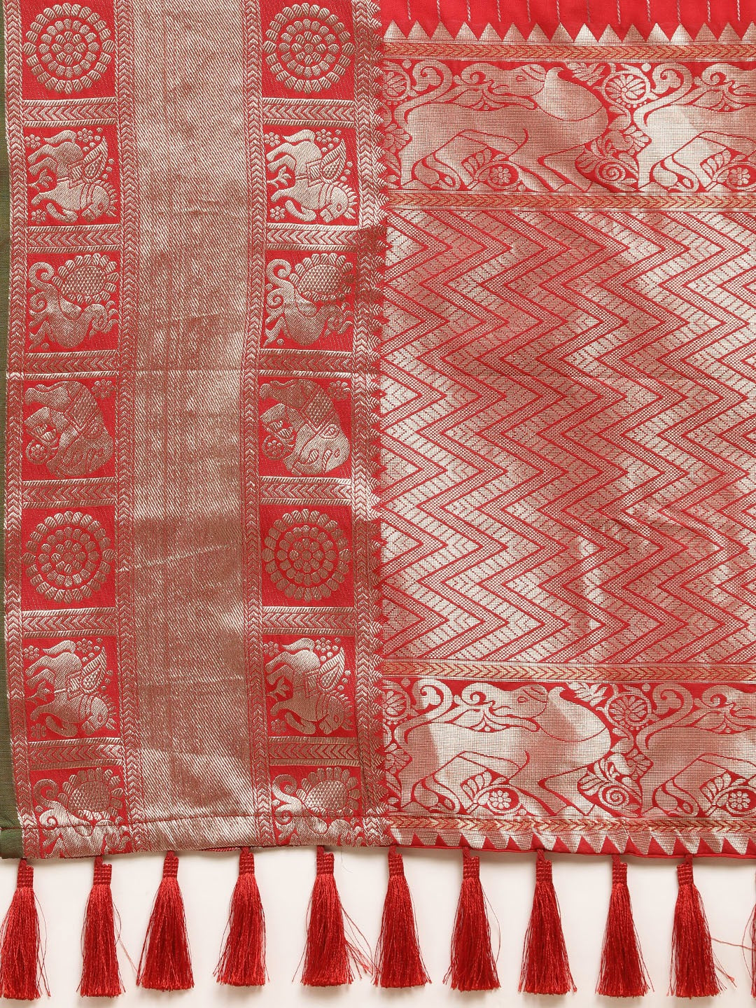 Exclusive Red Colour Checked Banarasi Saree 