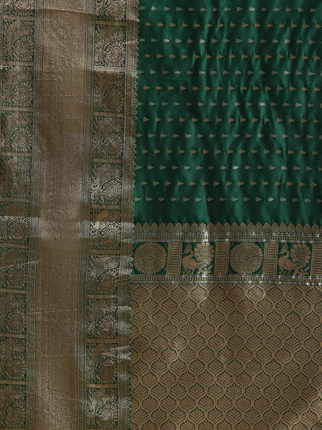  Digital Bottle Green Colour Woven Design Banarasi Saree